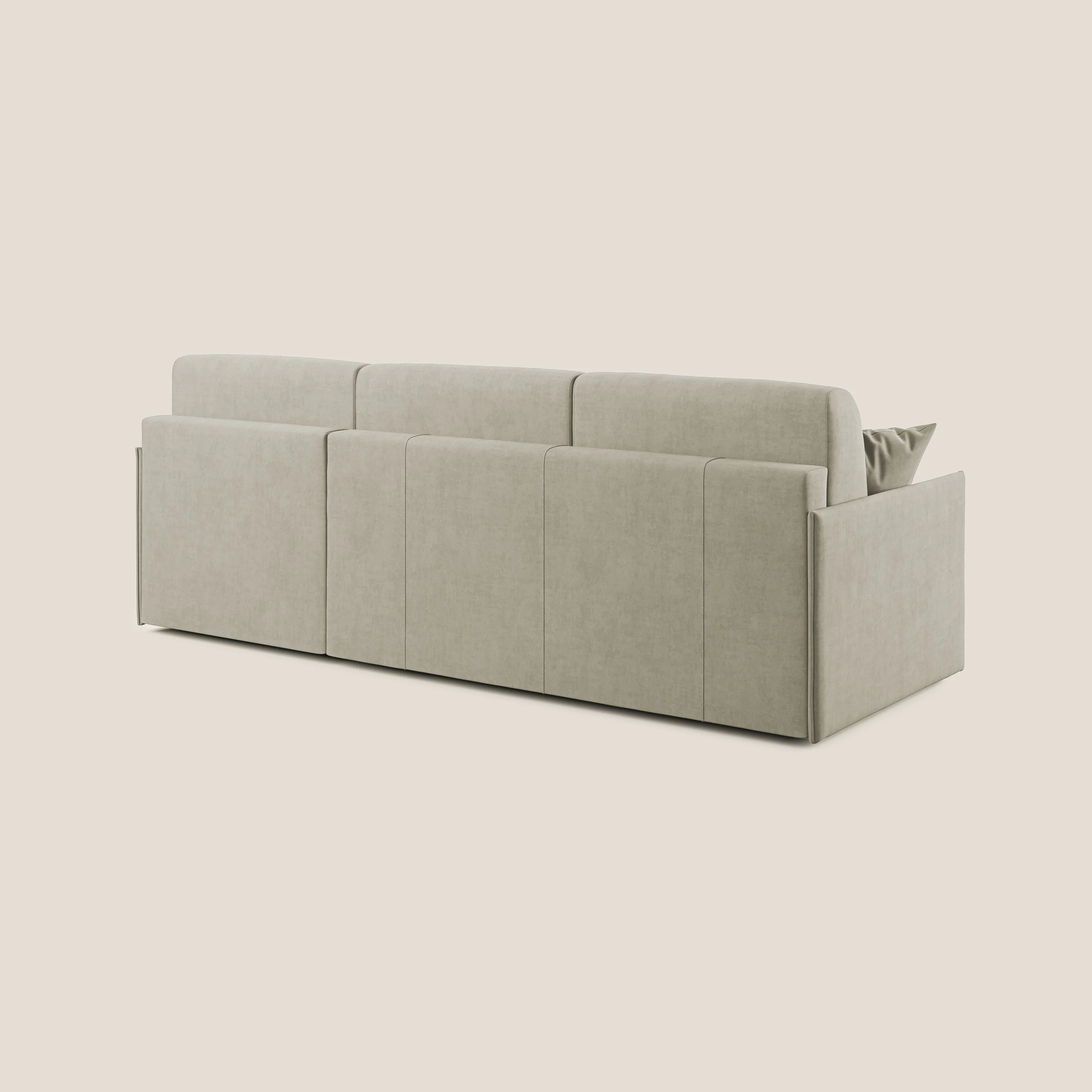 Evans canapé d'angle convertible avec méridienne en tissu doux imperméable T02 crème - Image 5