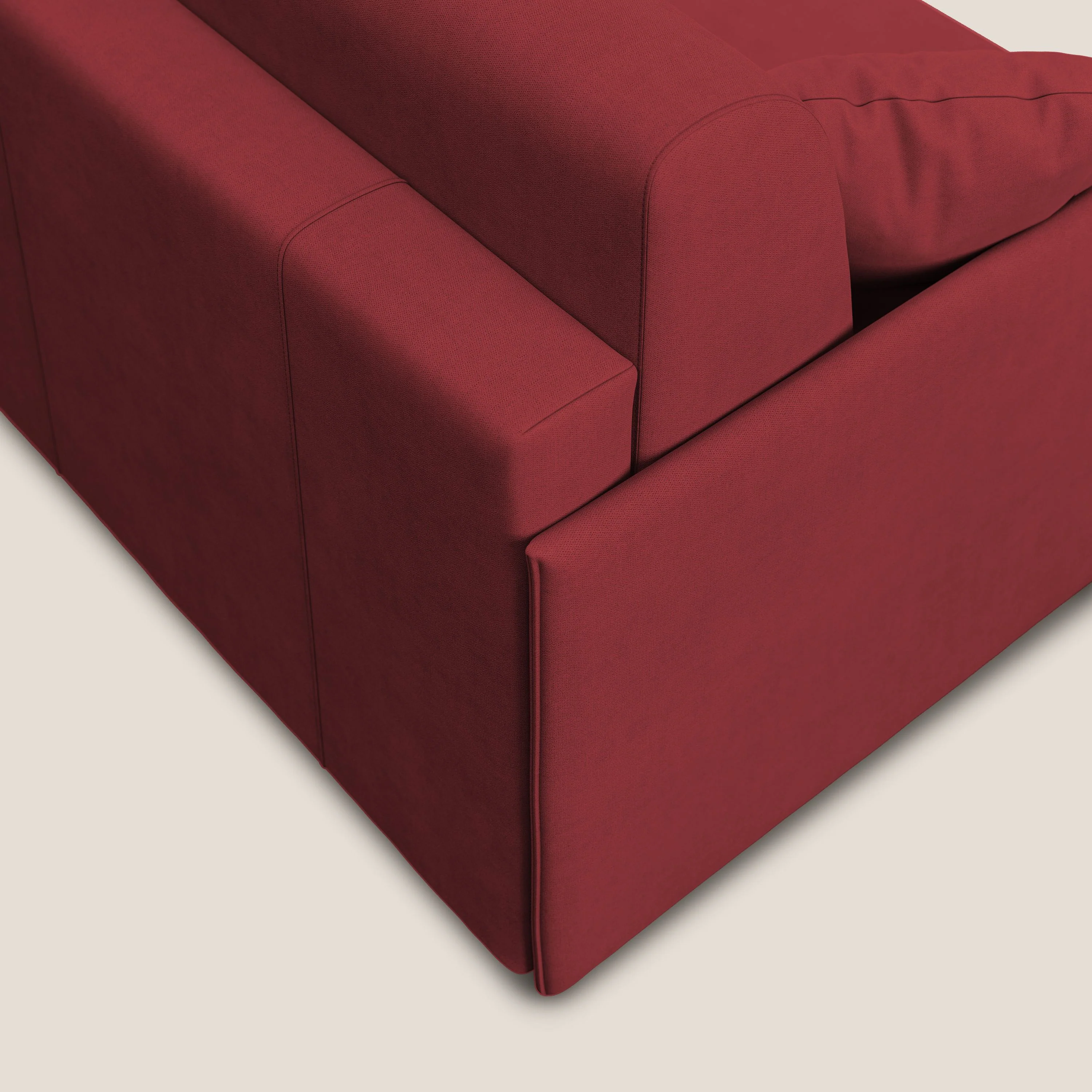 Evans canapé d'angle convertible avec méridienne en tissu doux imperméable T02 rouge - Image 10