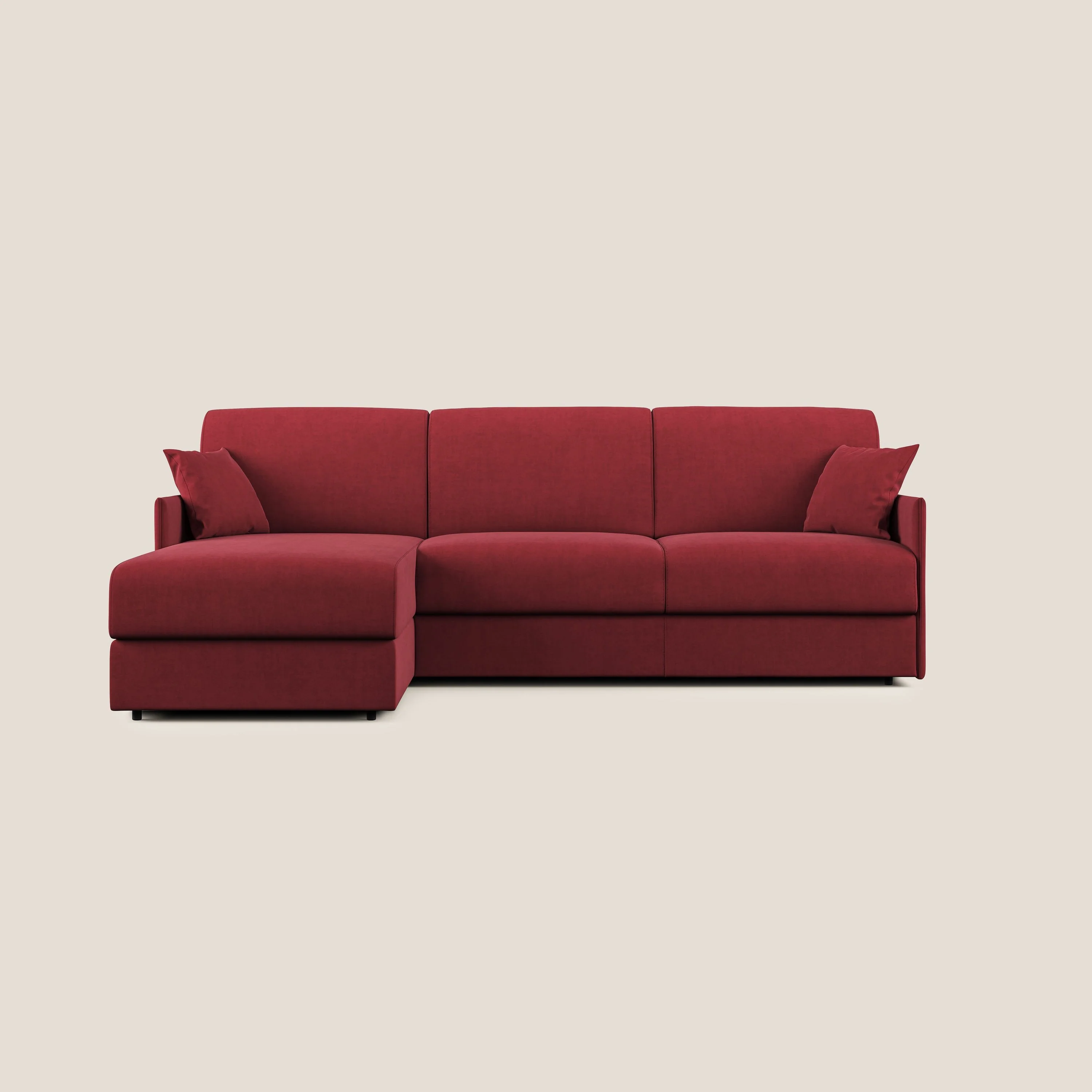 Evans canapé d'angle convertible avec méridienne en tissu doux imperméable T02 rouge - Image 11