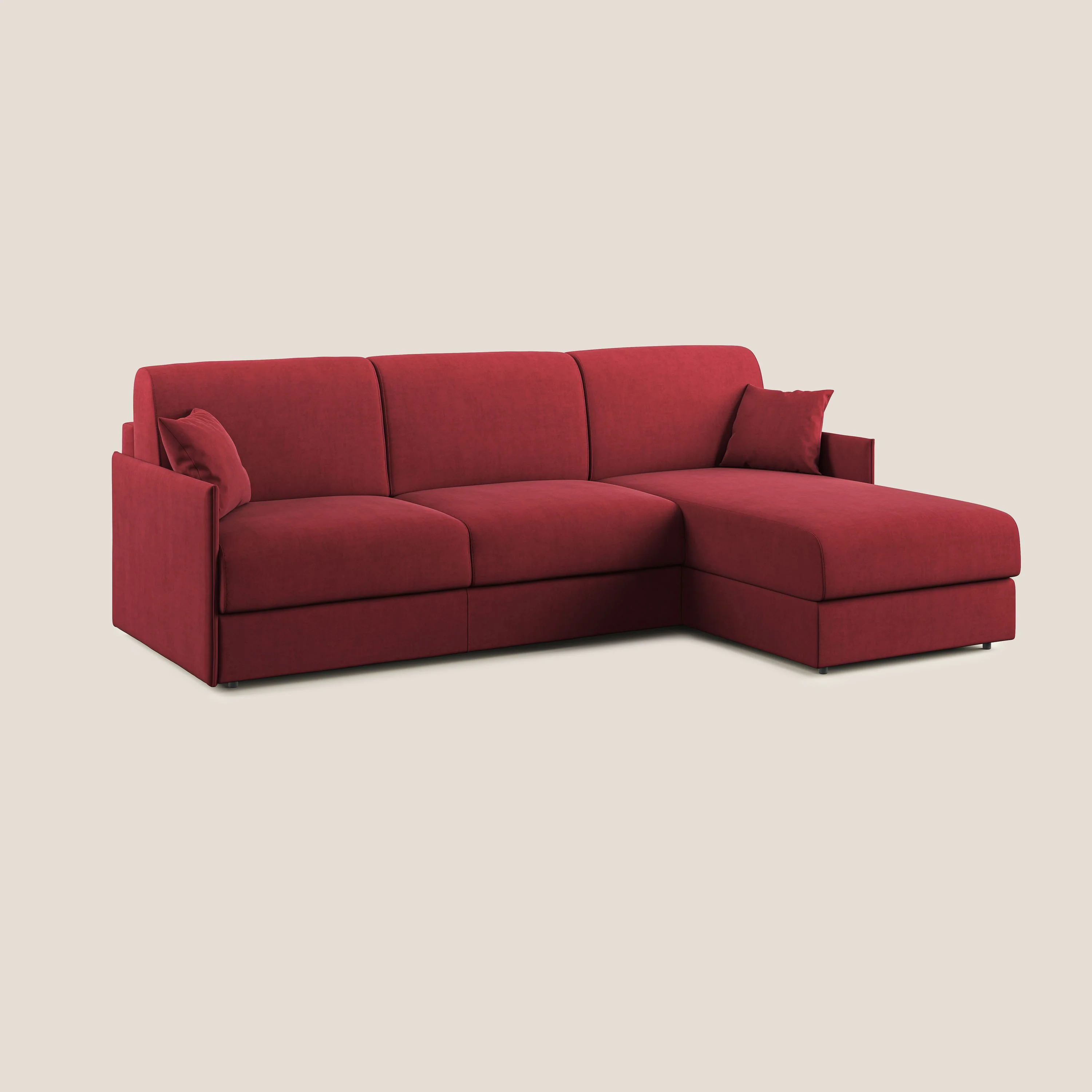Evans canapé d'angle convertible avec méridienne en tissu doux imperméable T02 rouge - Image 5