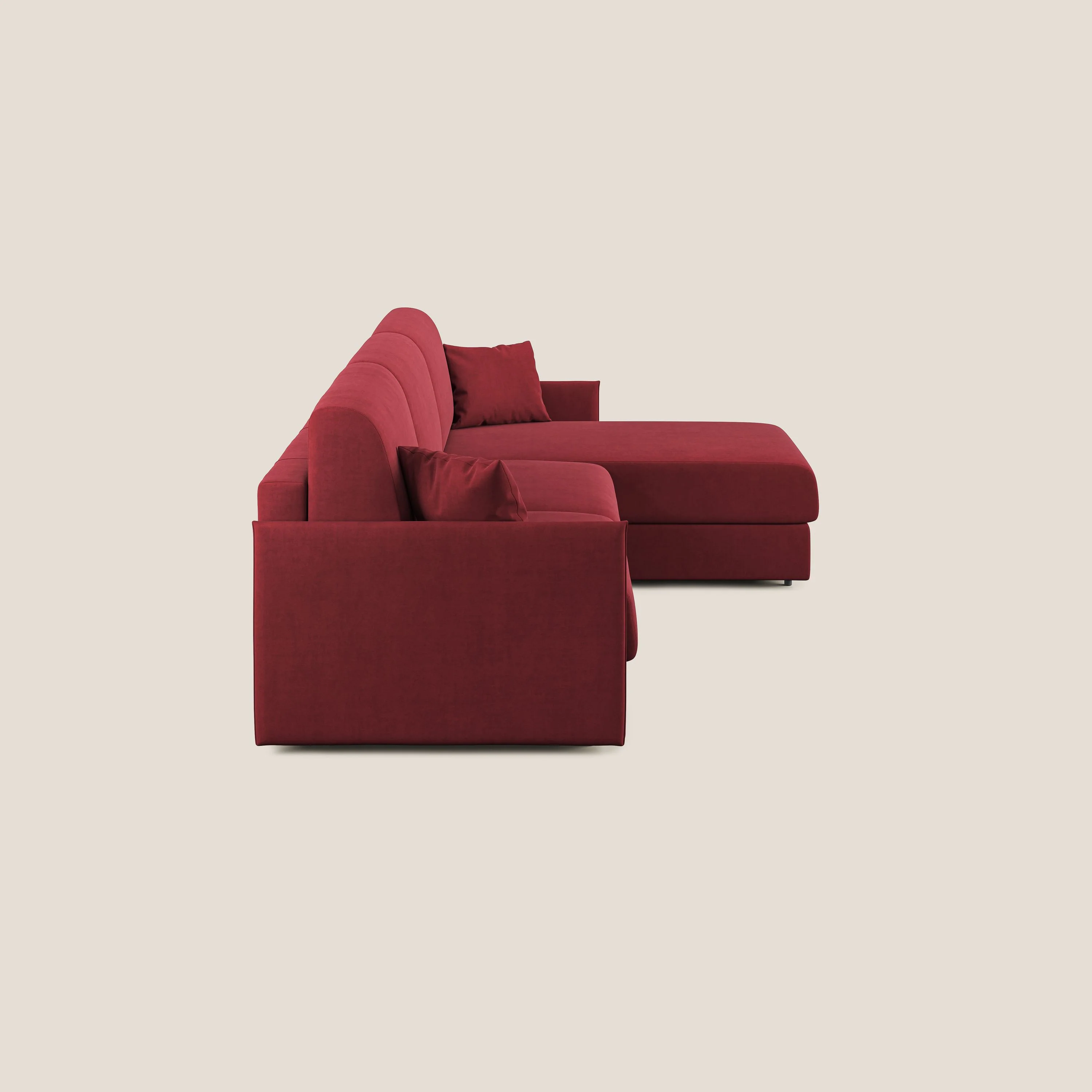Evans canapé d'angle convertible avec méridienne en tissu doux imperméable T02 rouge - Image 6