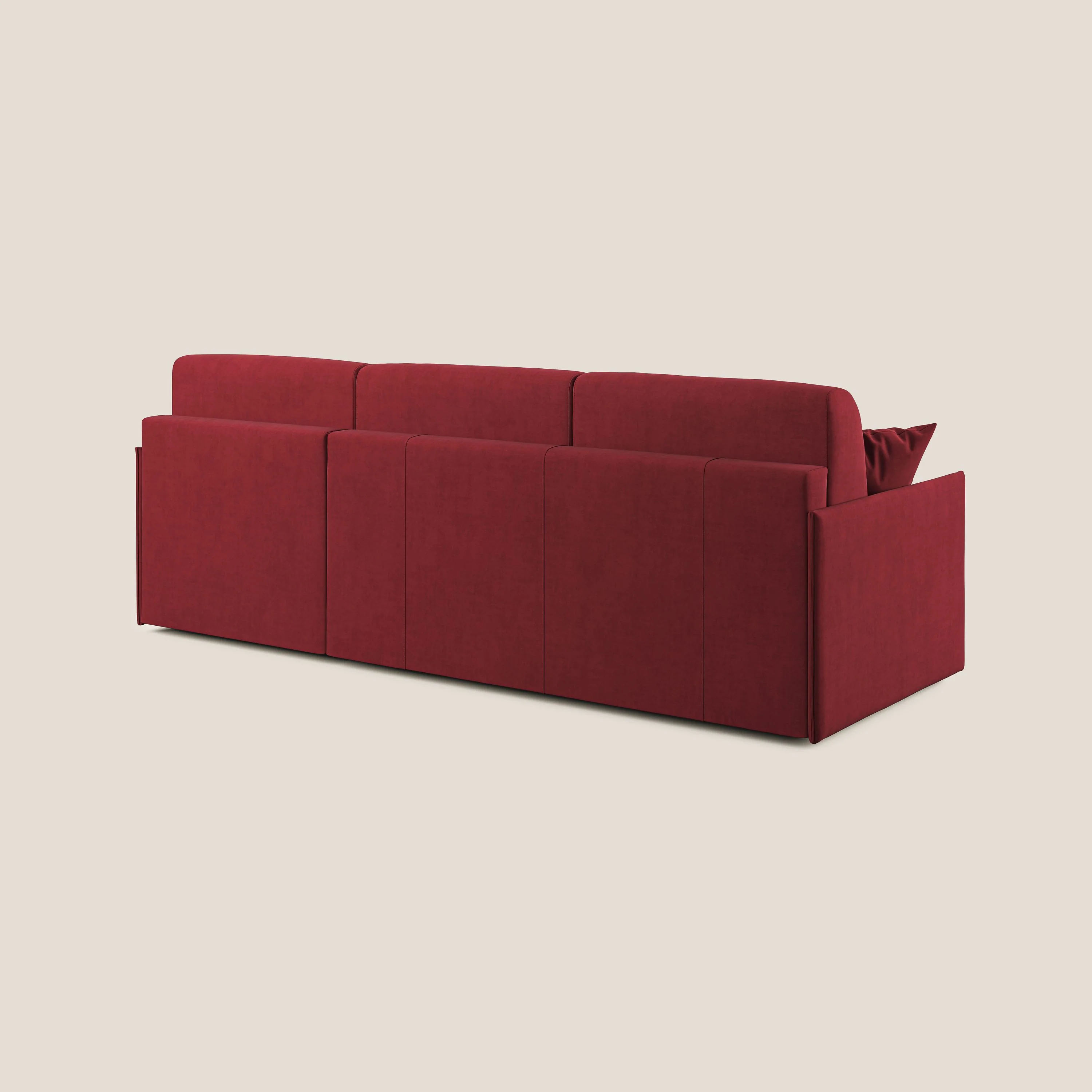 Evans canapé d'angle convertible avec méridienne en tissu doux imperméable T02 rouge - Image 7