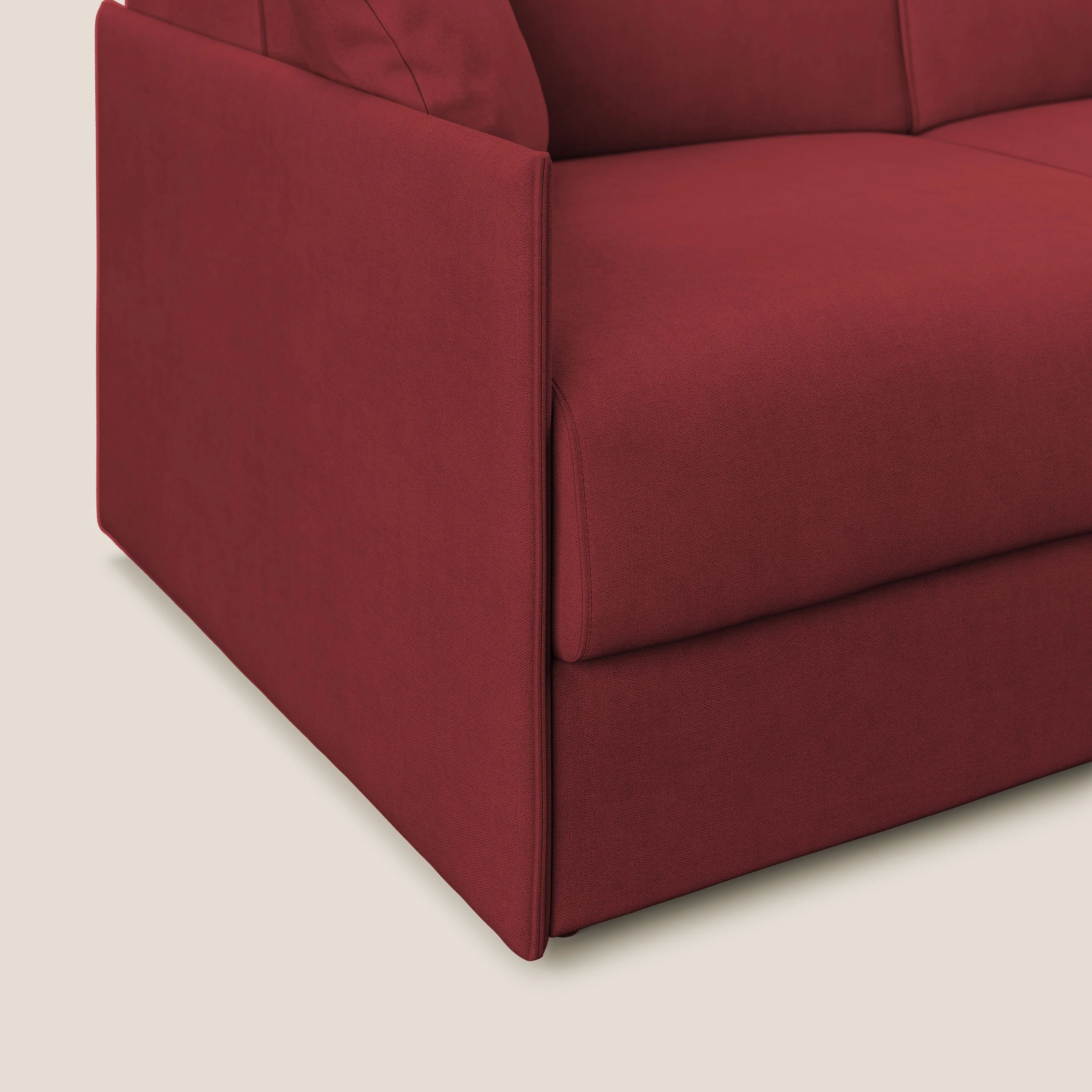 Evans canapé d'angle convertible avec méridienne en tissu doux imperméable T02 rouge - Image 8