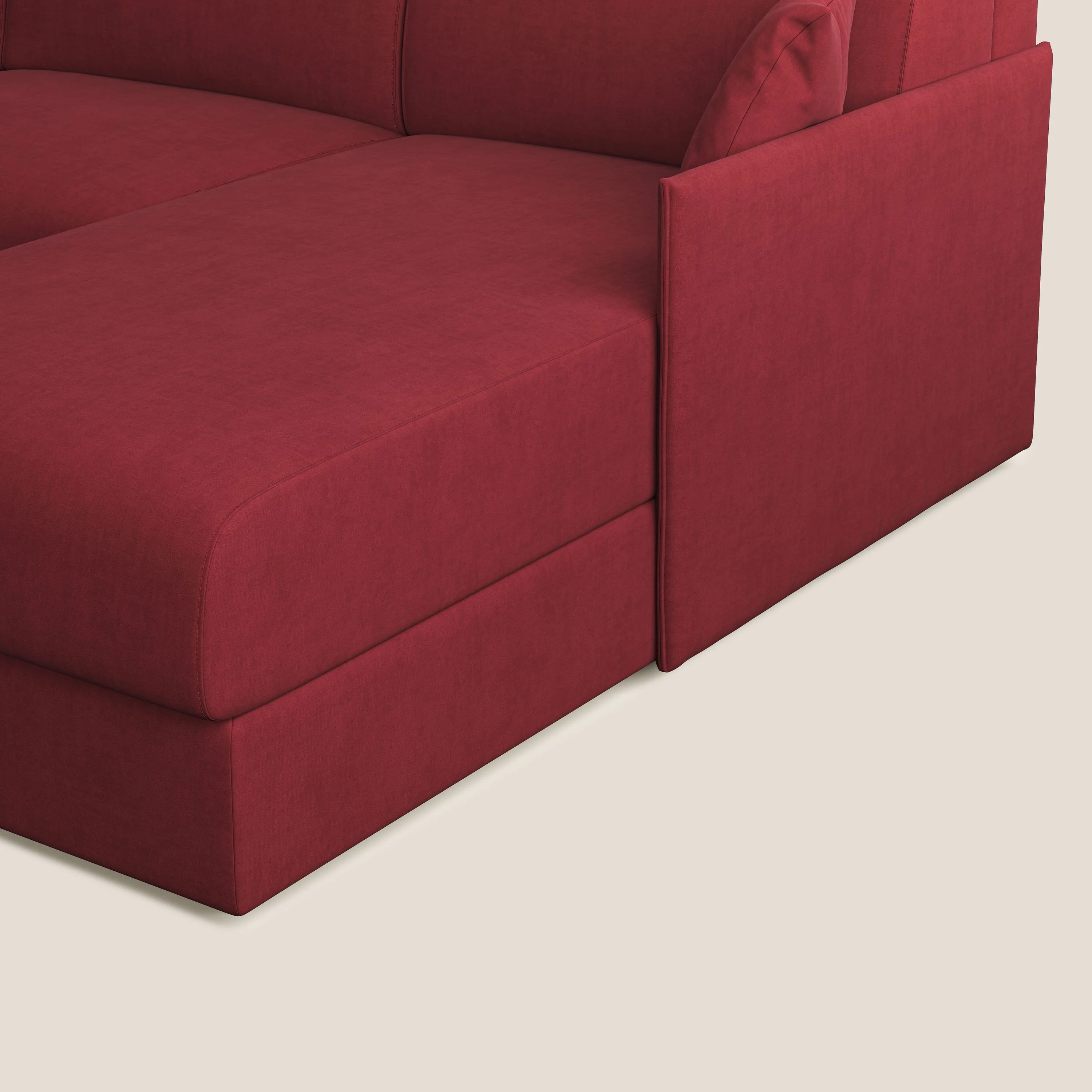 Evans canapé d'angle convertible avec méridienne en tissu doux imperméable T02 rouge - Image 9