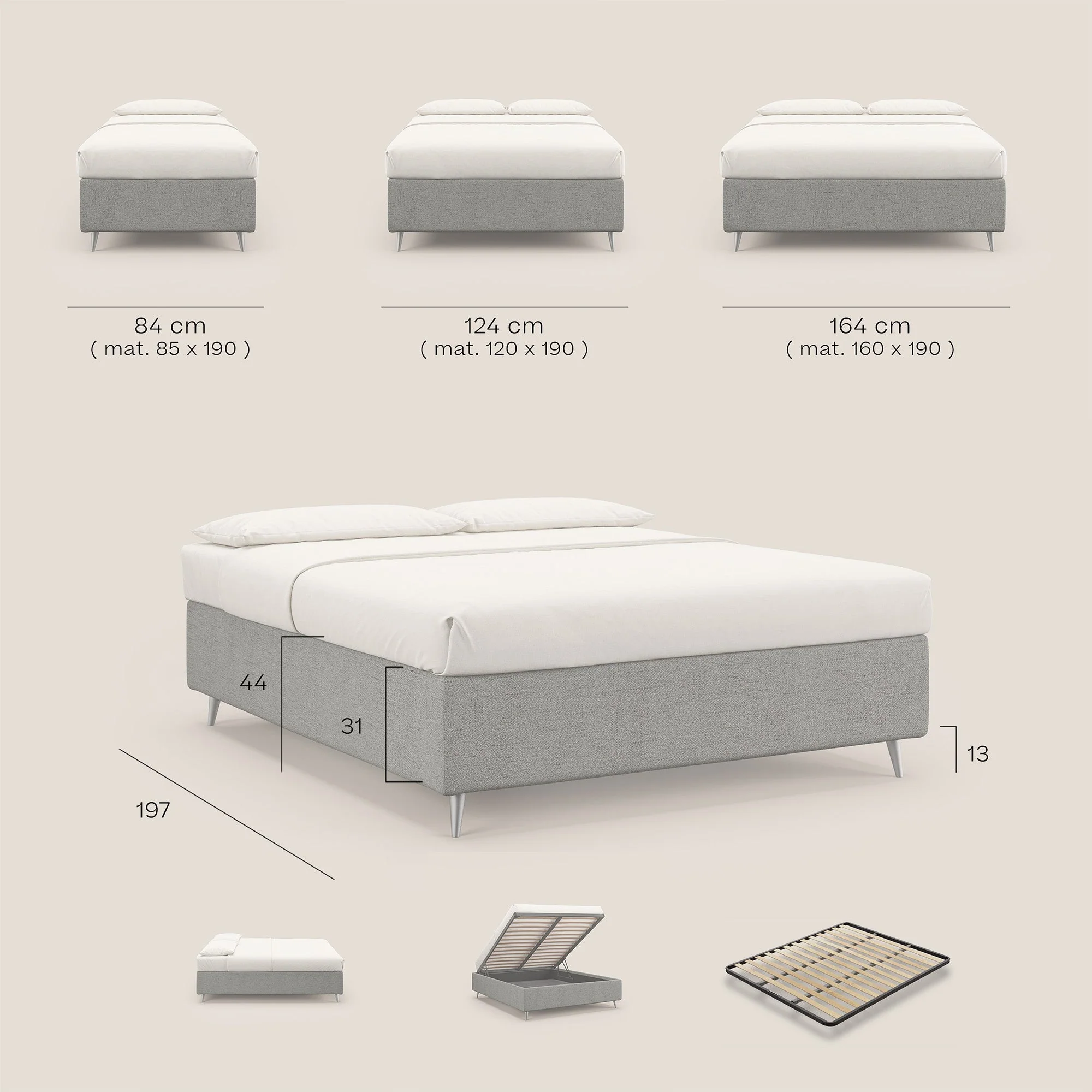 Febe sommier compact avec coffre de grande capacité en tissu imperméable T03 anthracite - Image 8