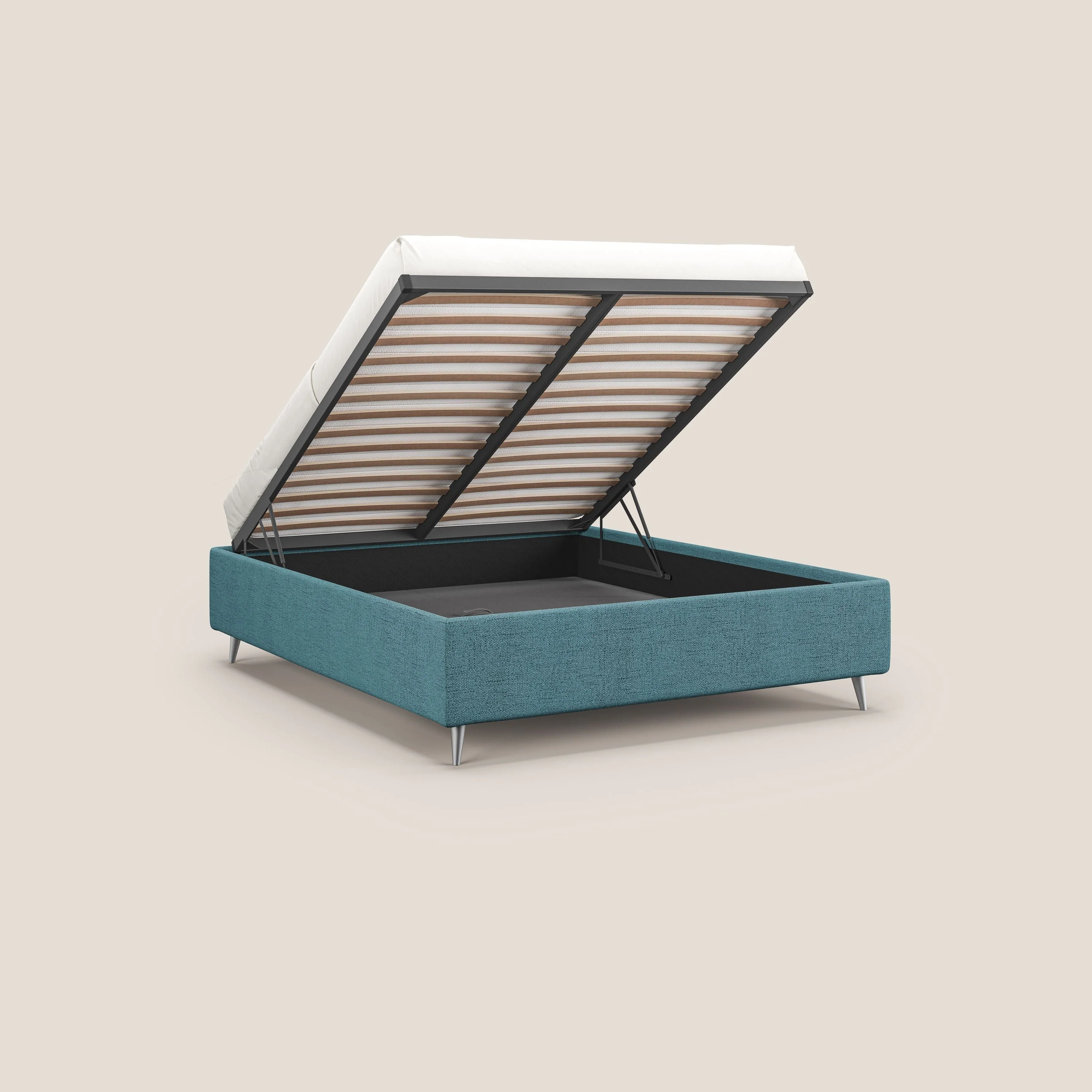 Febe sommier compact avec coffre de grande capacité en tissu imperméable T03 bleu ciel - Image 2