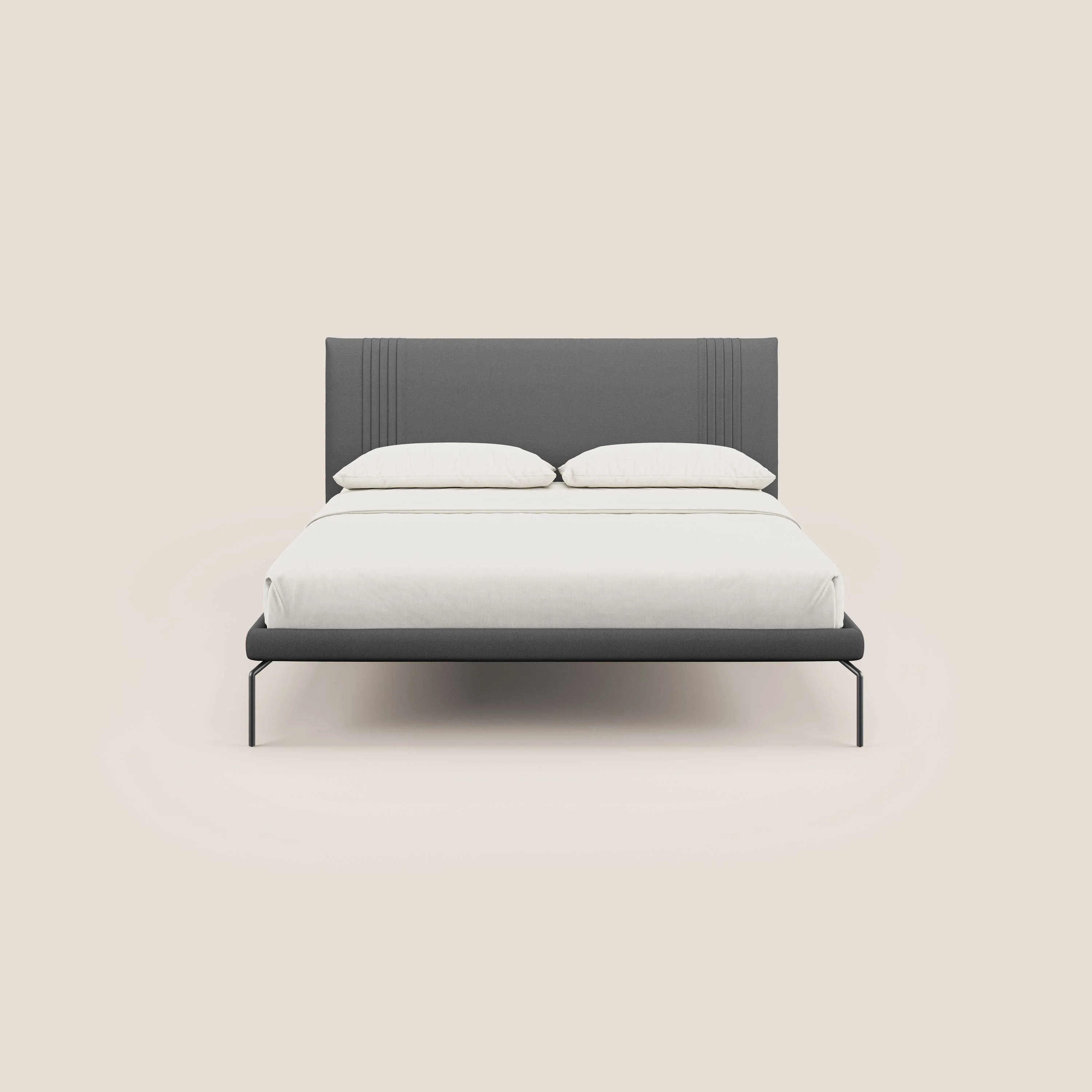 Finn lit rembourré avec pieds hauts en métal en tissu détachable T05 anthracite - Image 2
