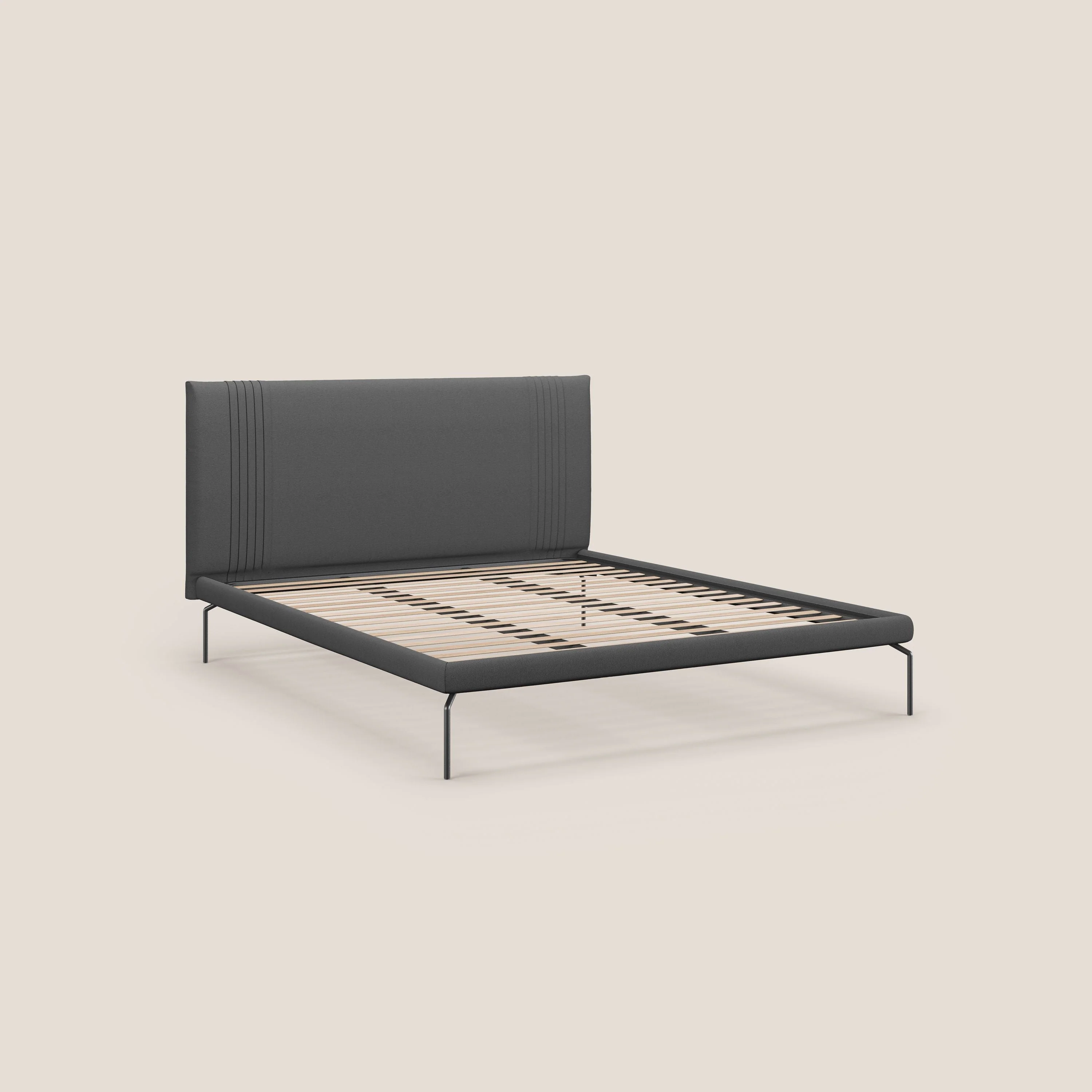 Finn lit rembourré avec pieds hauts en métal en tissu détachable T05 anthracite - Image 7