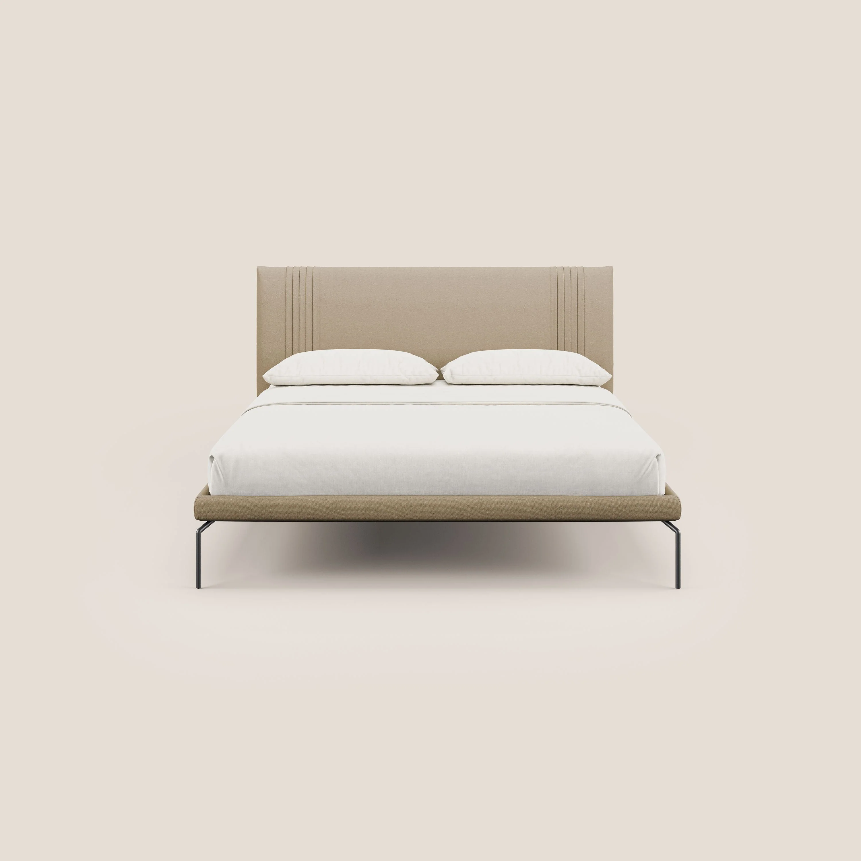 Finn lit rembourré avec pieds hauts en métal en tissu détachable T05 beige - Image 2