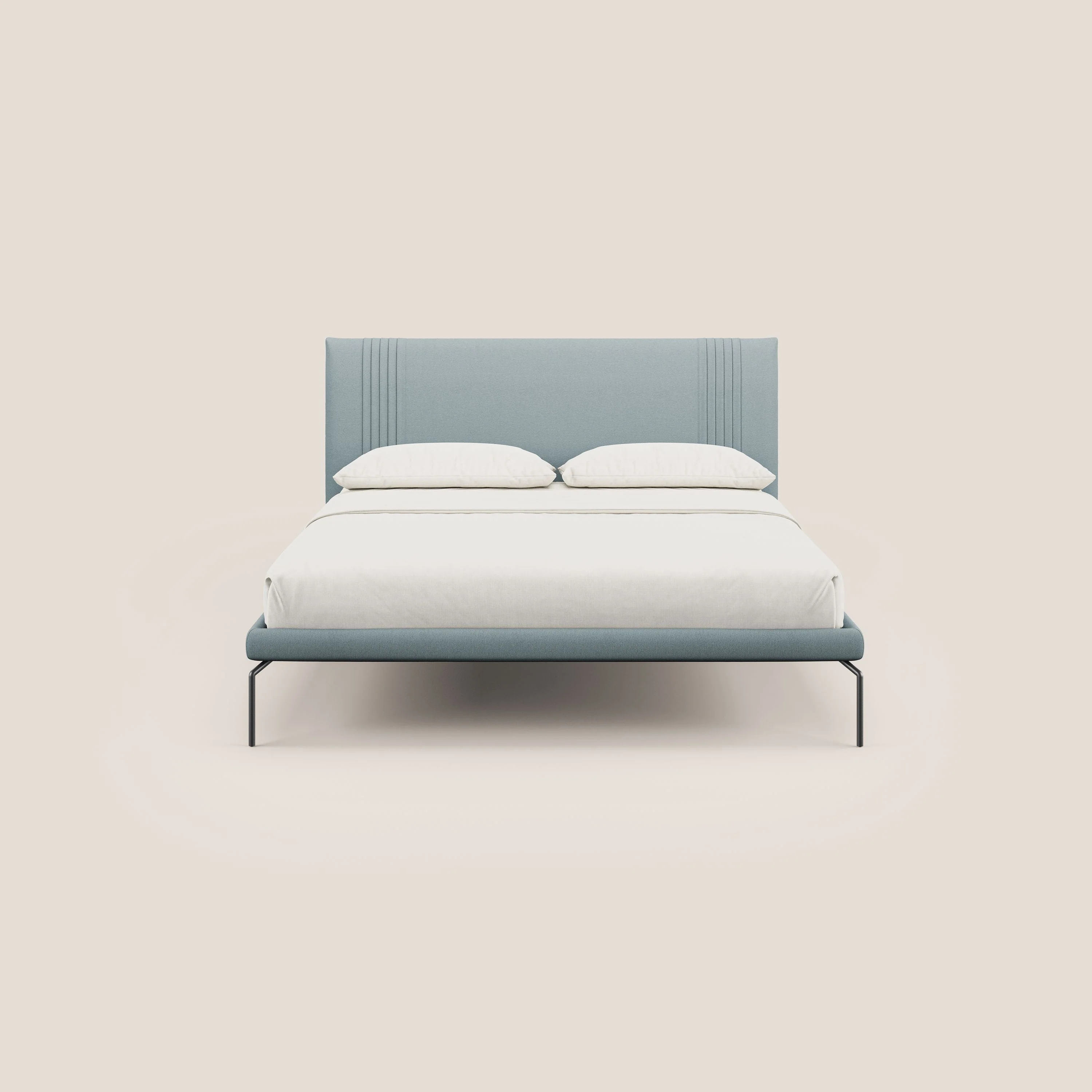 Finn lit rembourré avec pieds hauts en métal en tissu détachable T05 bleu gris - Image 3