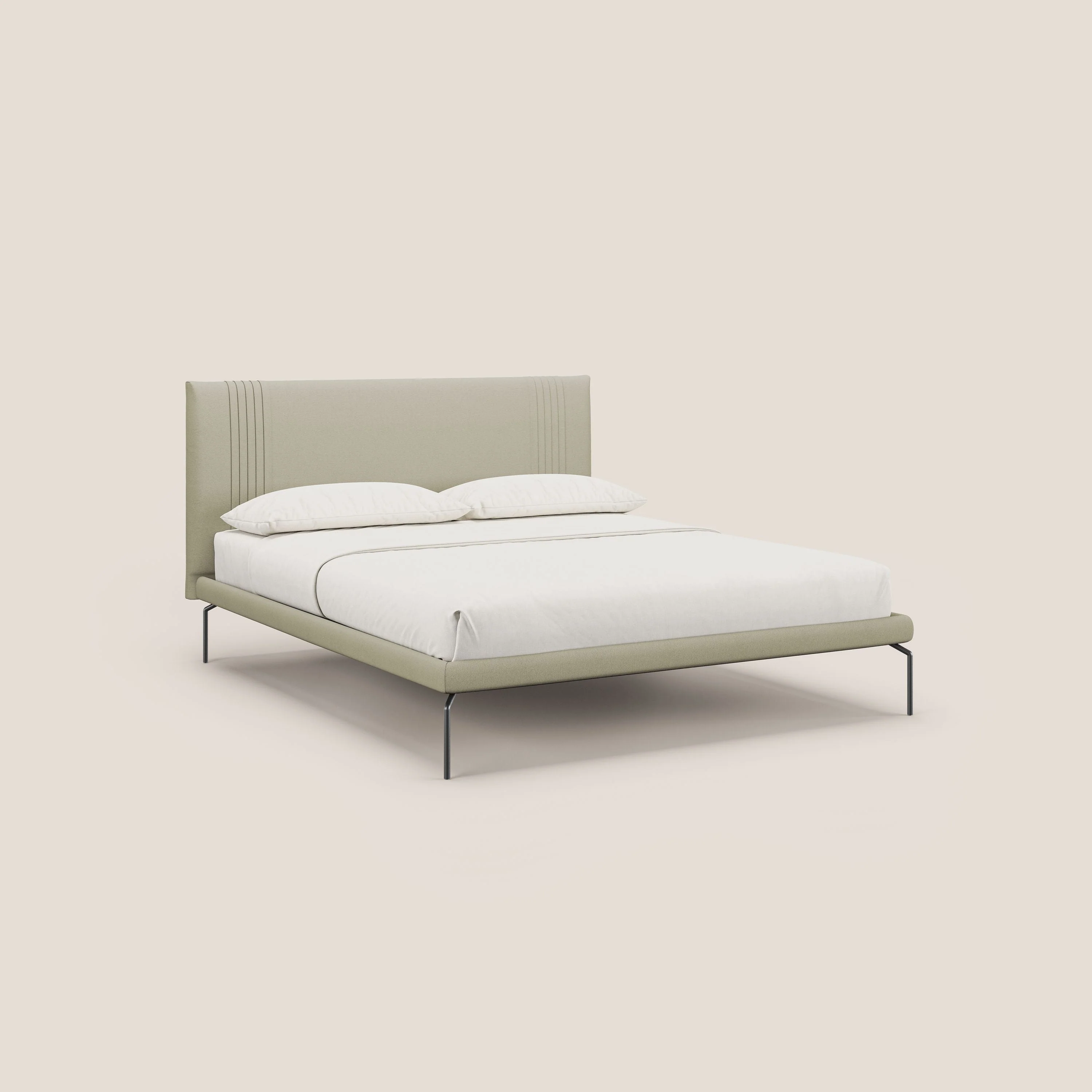 Finn lit rembourré avec pieds hauts en métal en tissu détachable T05 crÚme