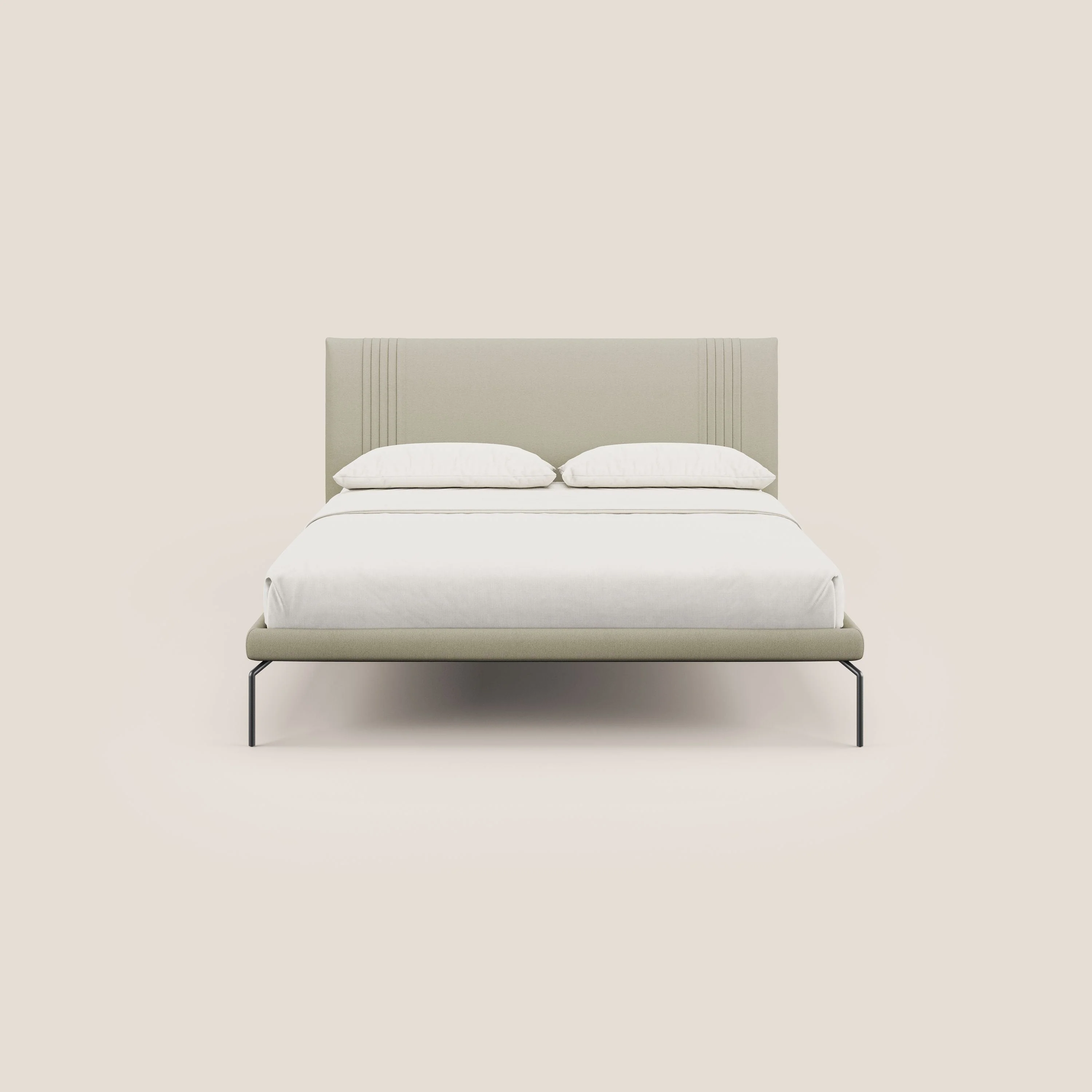 Finn lit rembourré avec pieds hauts en métal en tissu détachable T05 crÚme - Image 2