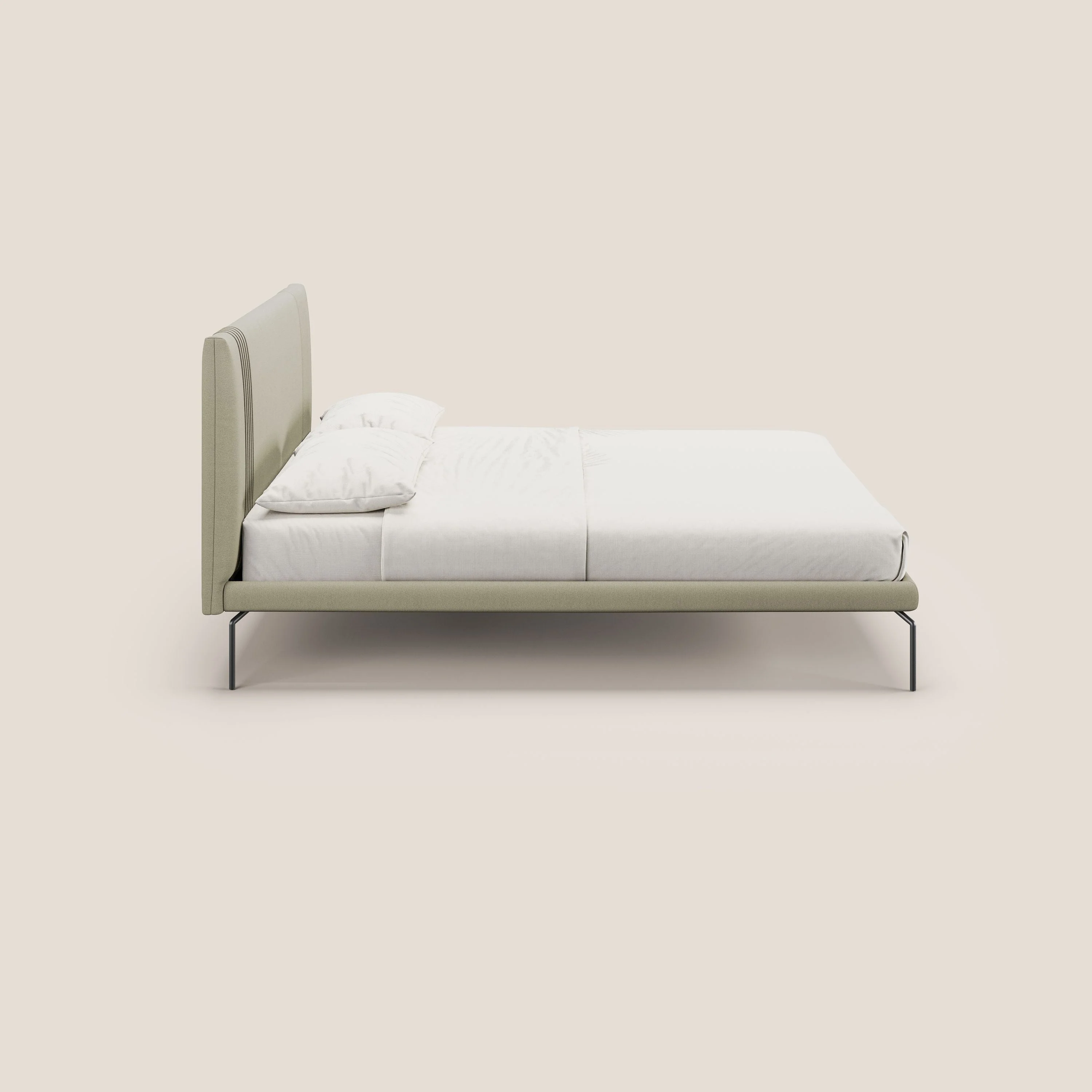 Finn lit rembourré avec pieds hauts en métal en tissu détachable T05 crÚme - Image 3