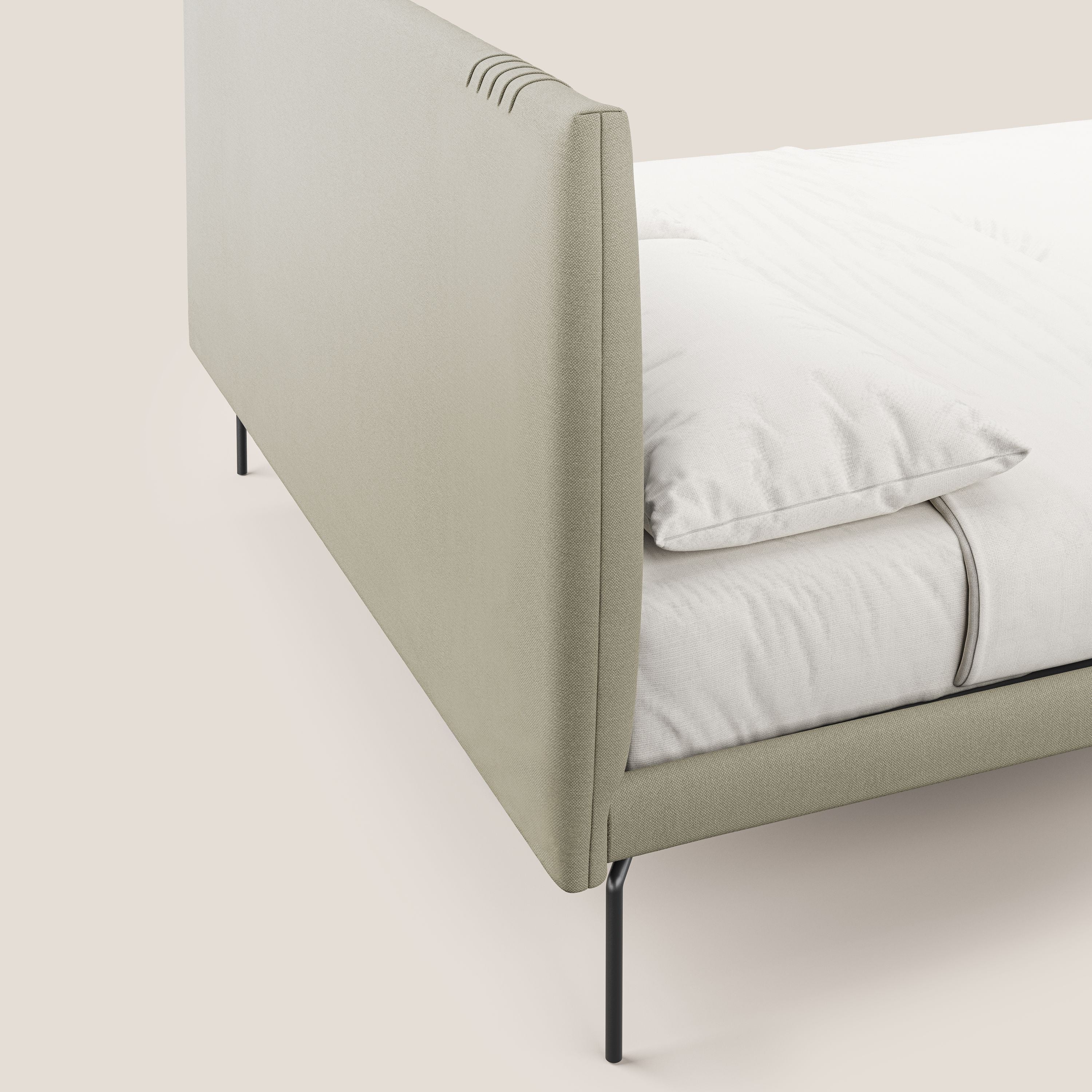 Finn lit rembourré avec pieds hauts en métal en tissu détachable T05 crÚme - Image 6
