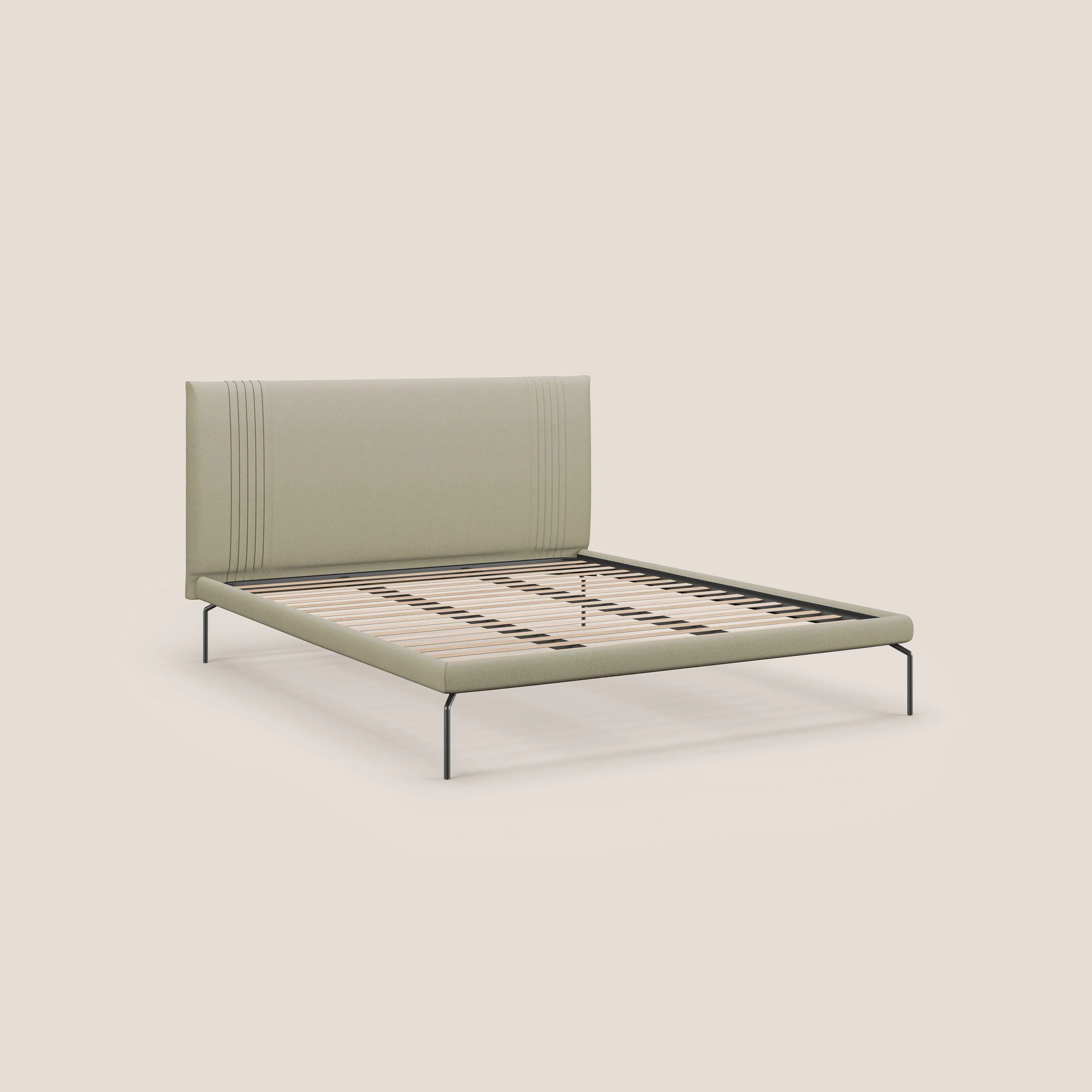 Finn lit rembourré avec pieds hauts en métal en tissu détachable T05 crÚme - Image 7