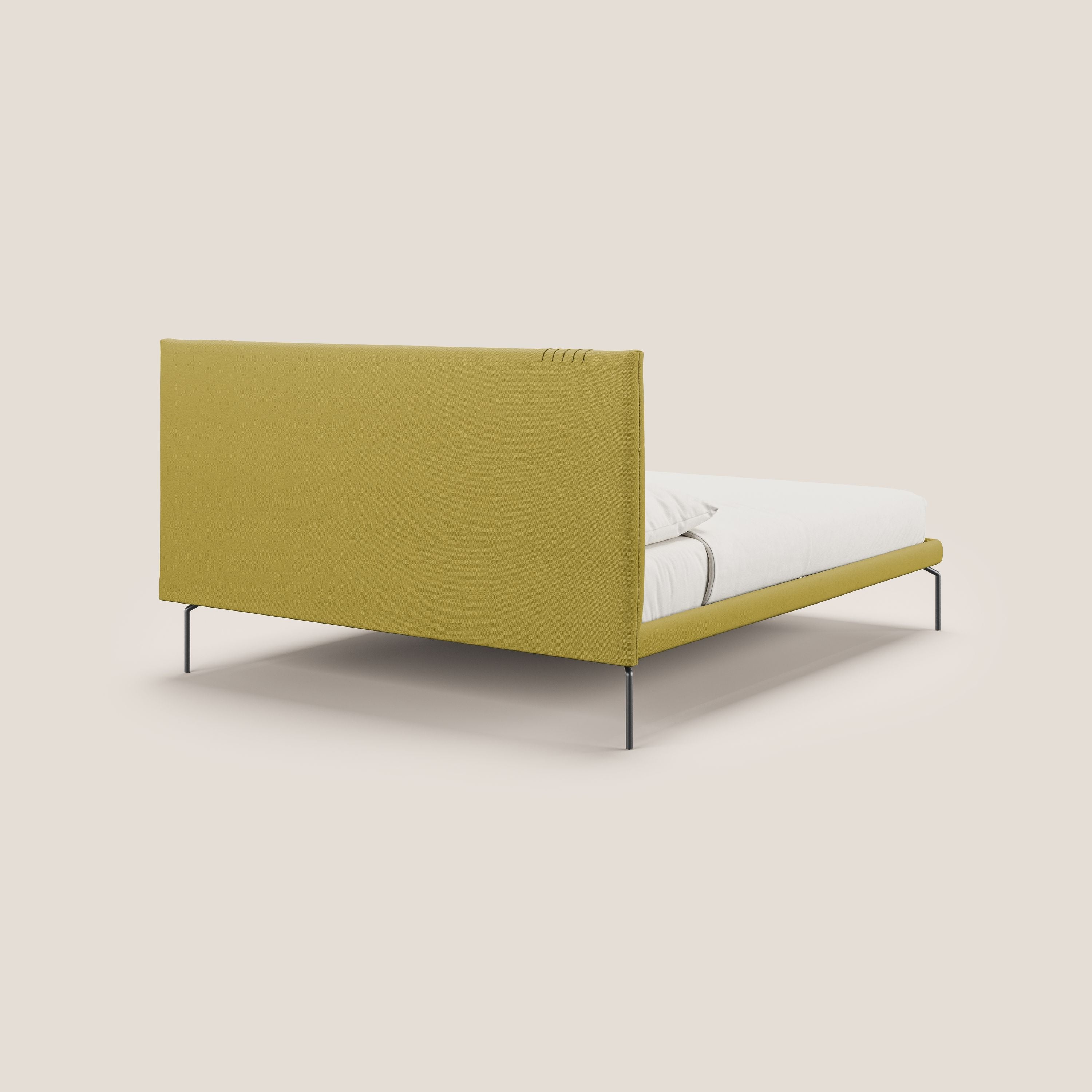 Finn lit rembourré avec pieds hauts en métal en tissu détachable T05 jaune - Image 4