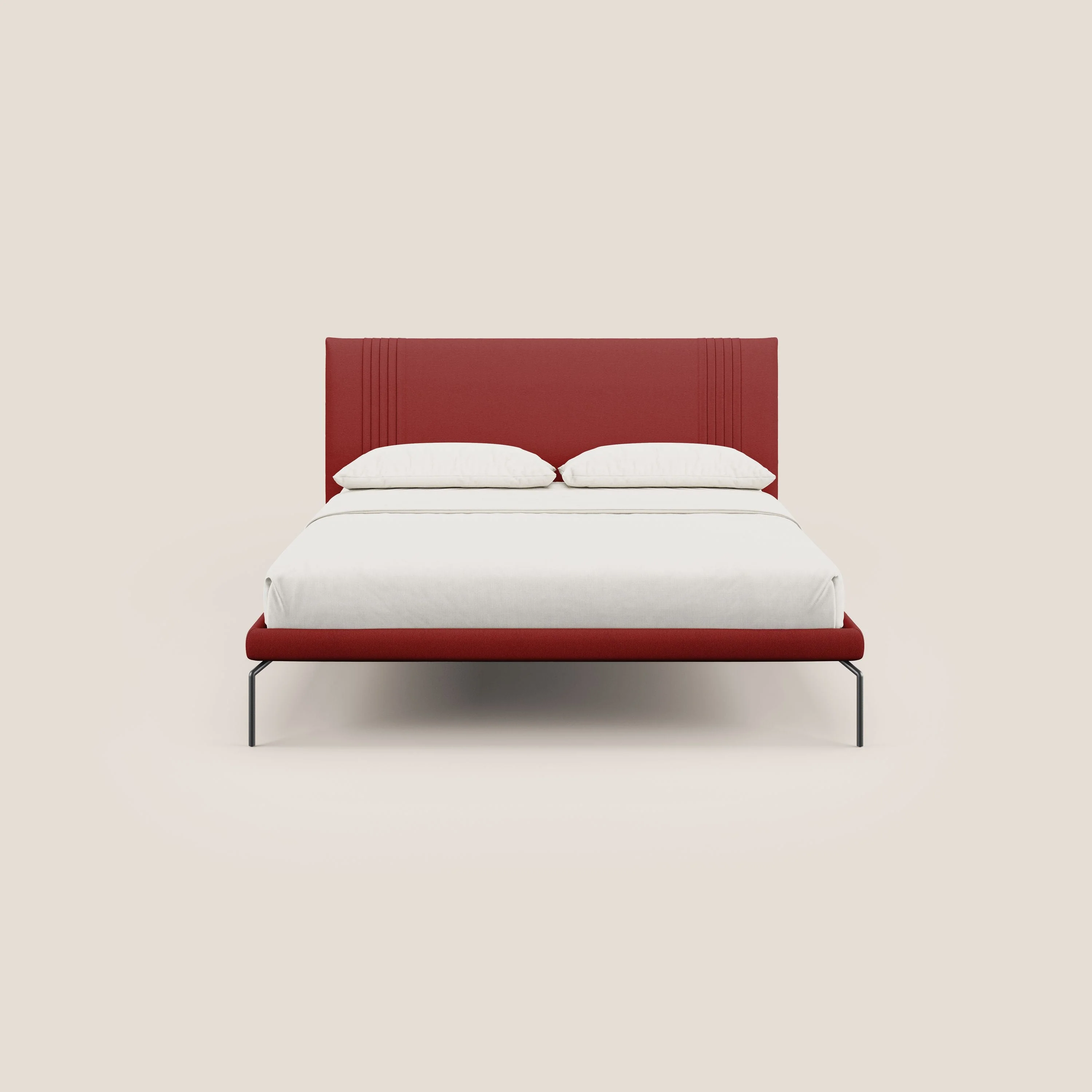 Finn lit rembourré avec pieds hauts en métal en tissu détachable T05 rouge - Image 2