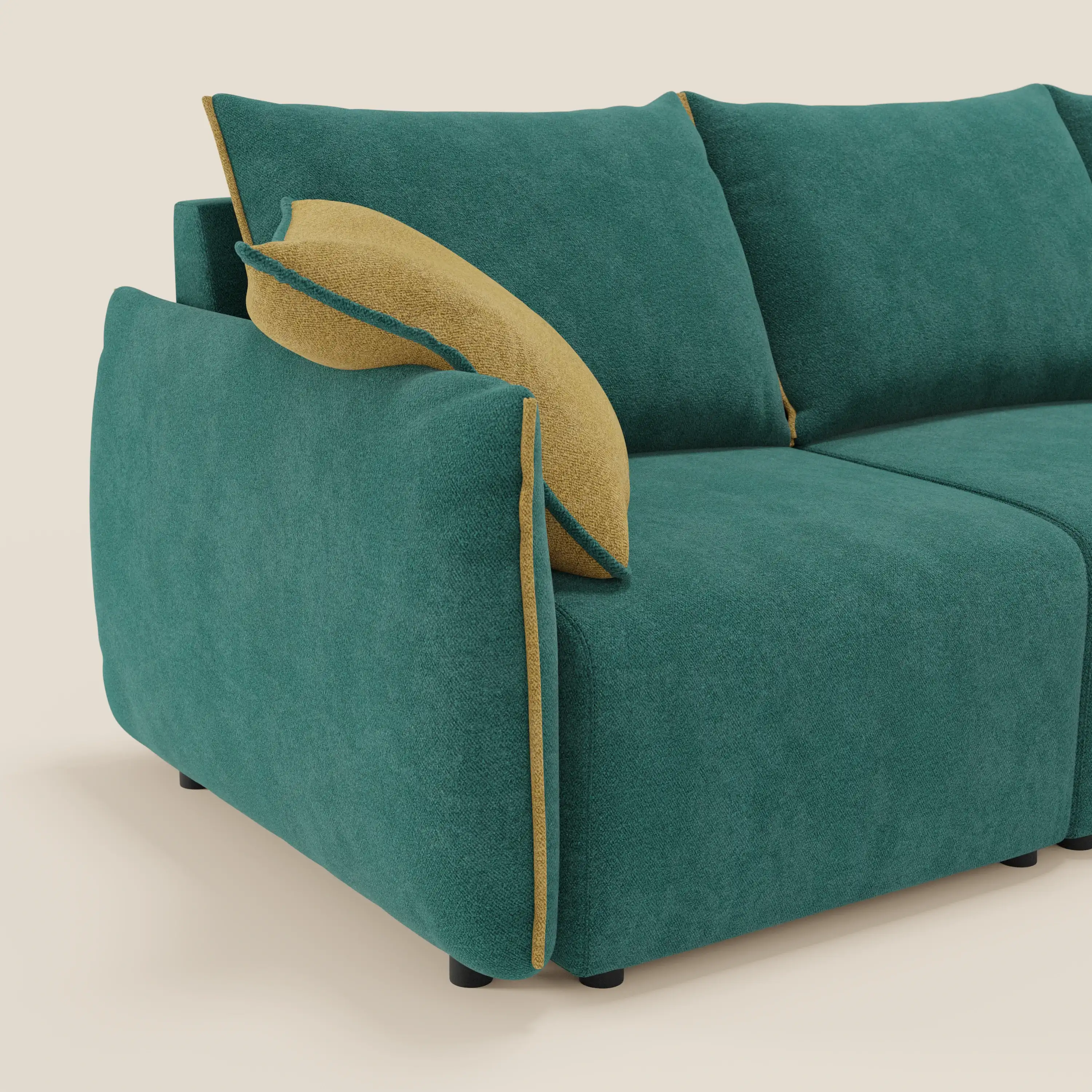 Flexar Canapé d'angle réversible avec assises coulissantes en bouclette douce imperméable T07 - Image 4