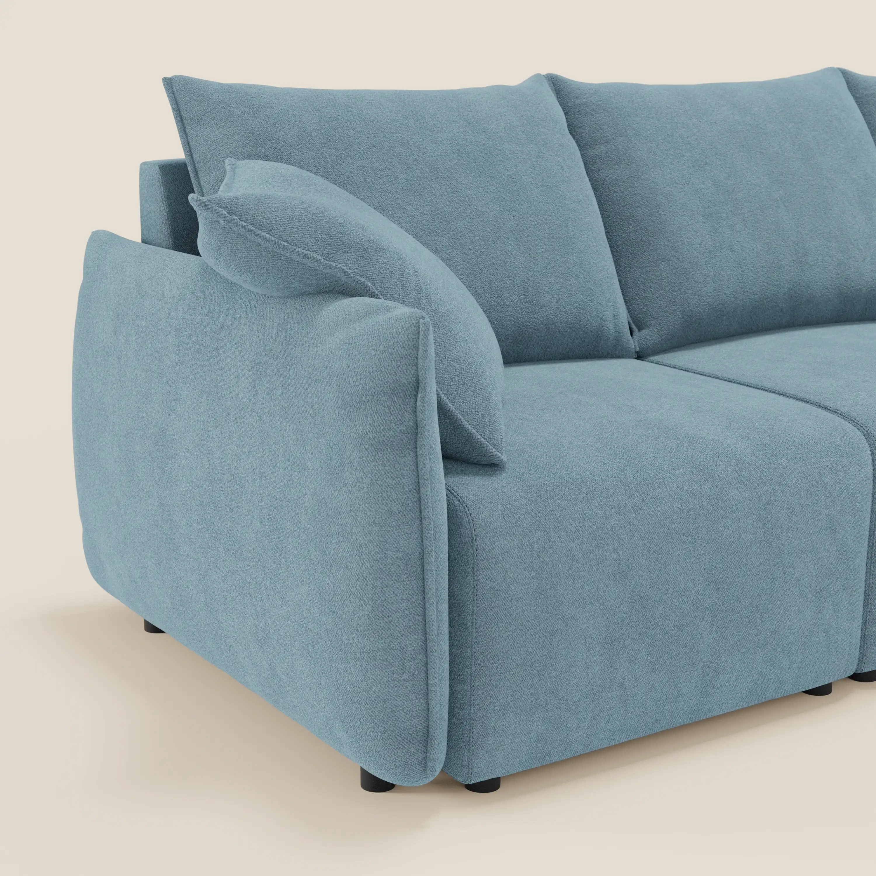 Flexar Canapé d'angle réversible avec assises coulissantes en bouclette douce imperméable T07 - Image 4