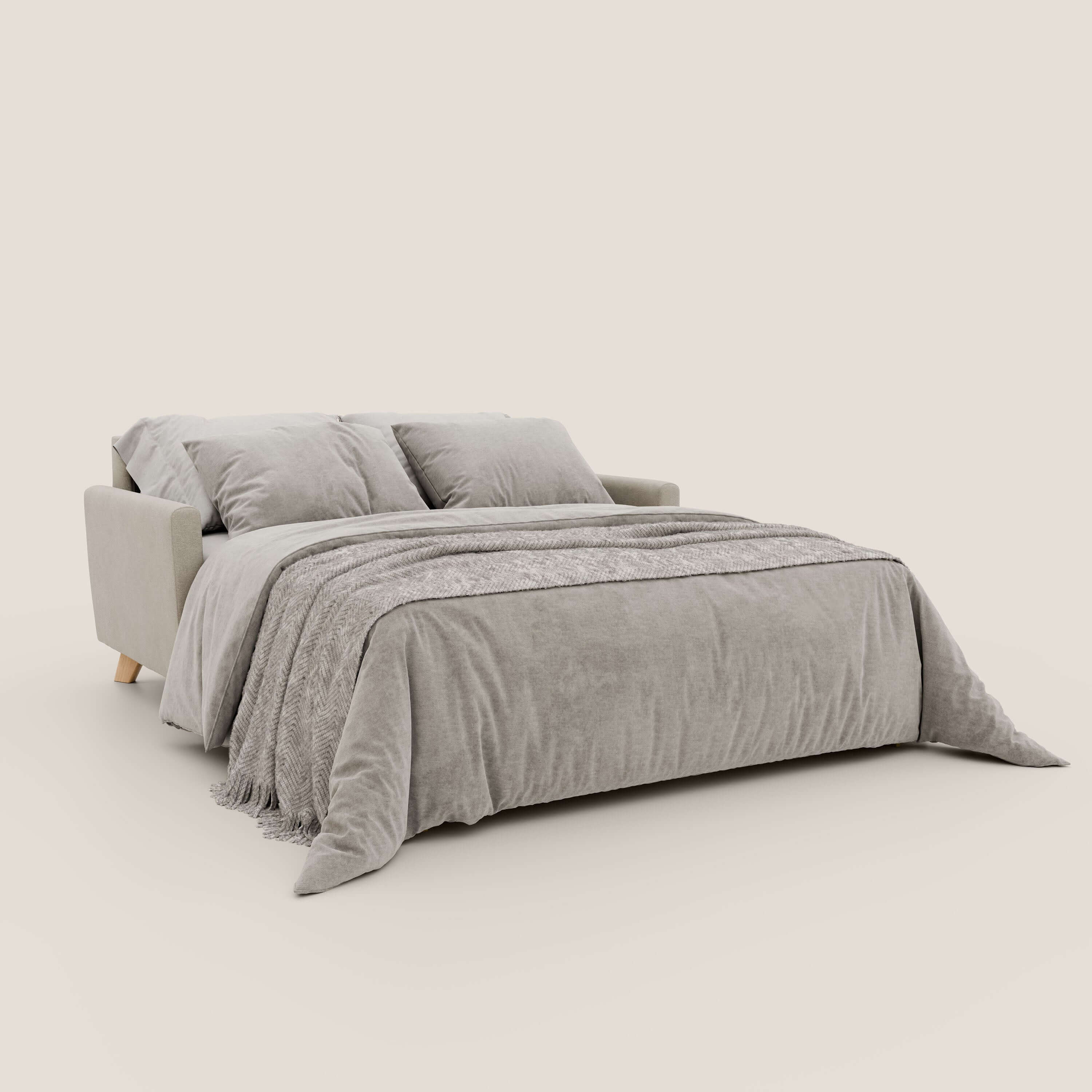 Francy canapé convertible avec têtières réglables en tissu détachable T17 crème - Image 2