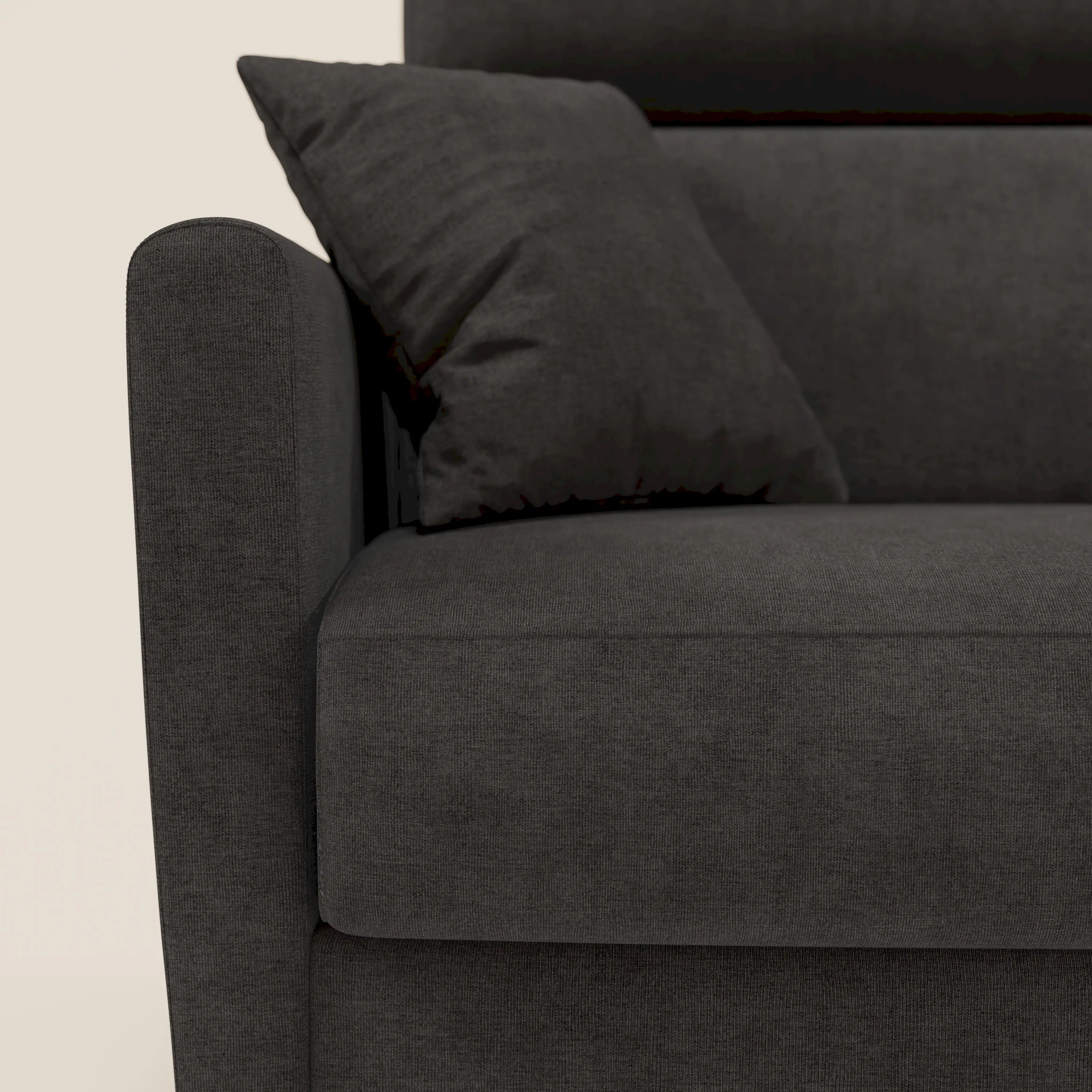 Francy canapé d'angle convertible déhoussable - méridienne avec coffre et têtières inclinables en tissu détachable T17 anthracite - Image 9