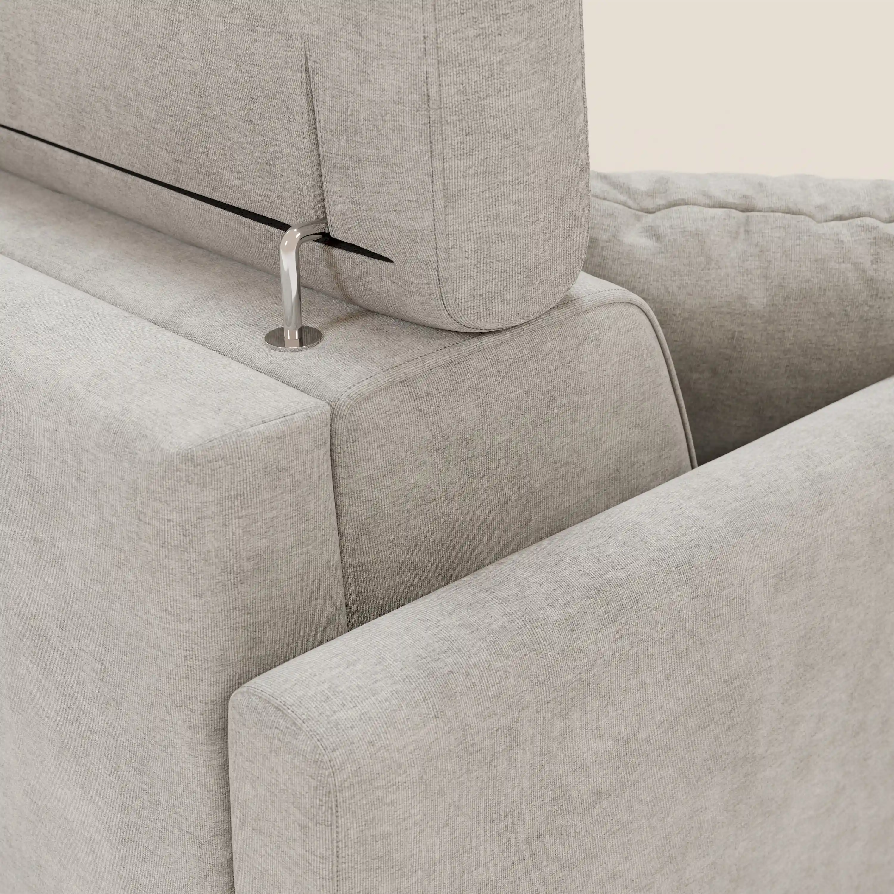 Francy Canapé d'angle convertible déhoussable - méridienne avec coffre et têtières inclinables en tissu détachable T17 blanc - Image 8
