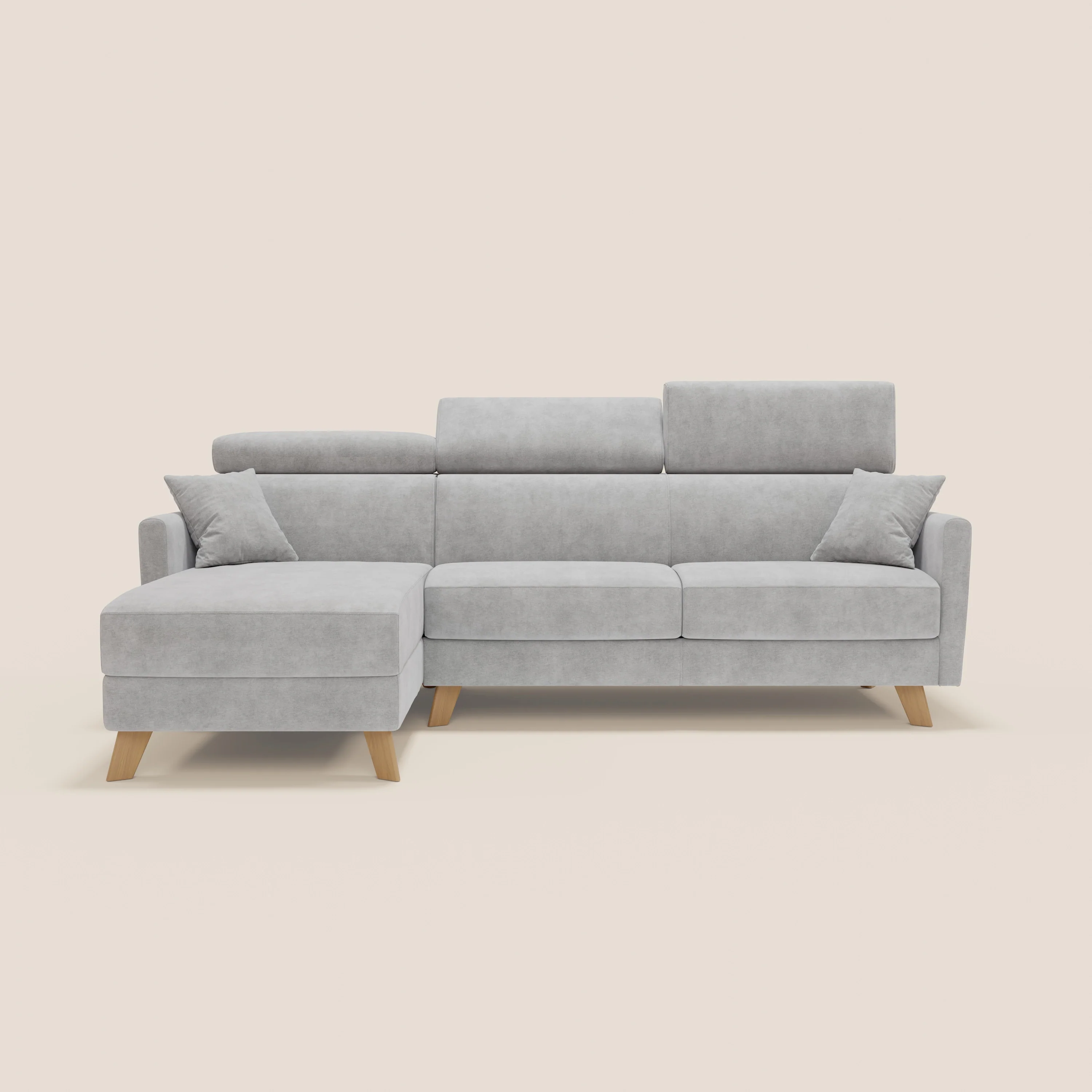 Francy canapé d'angle convertible déhoussable - méridienne avec coffre et têtières inclinables en tissu détachable T17 gris - Image 12