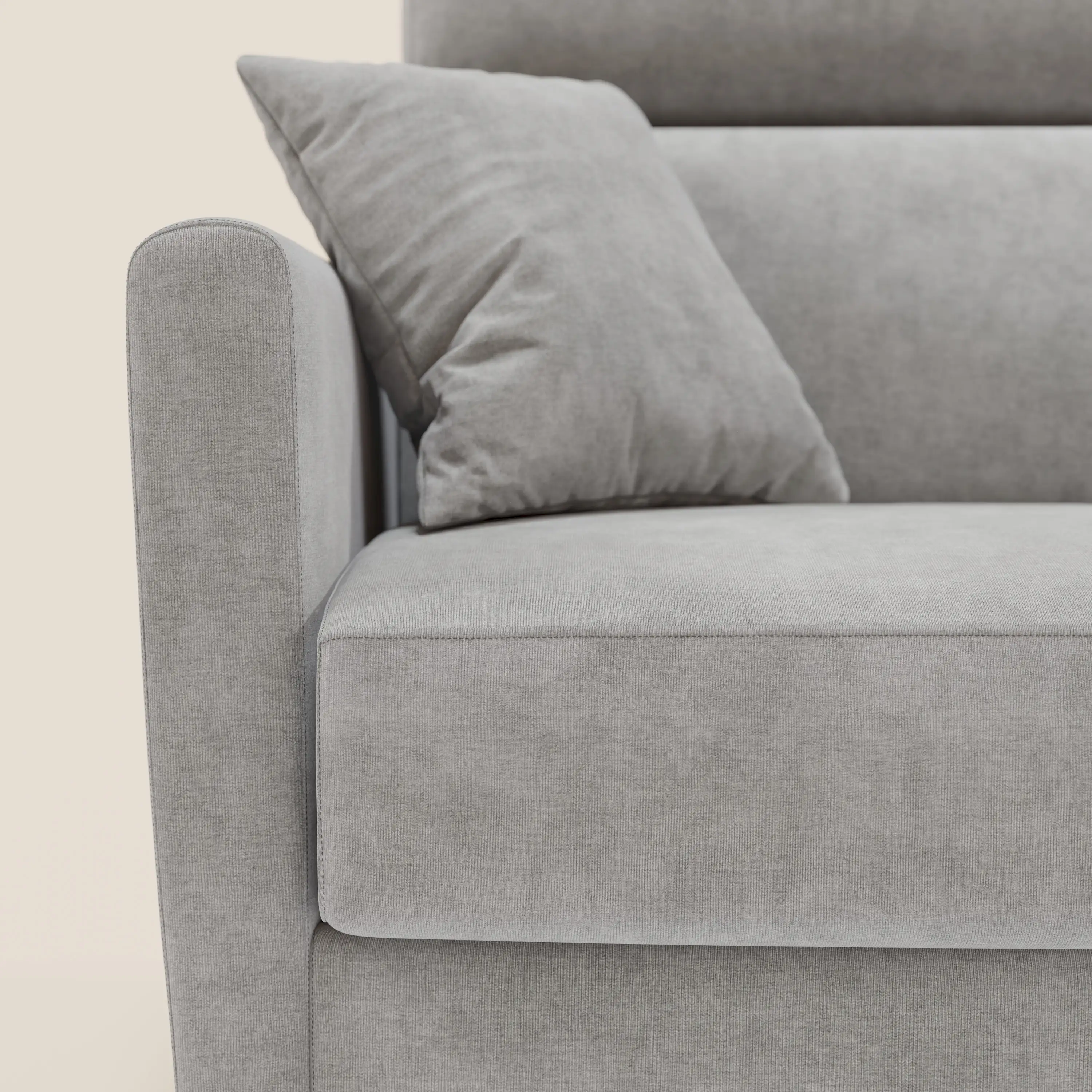 Francy canapé d'angle convertible déhoussable - méridienne avec coffre et têtières inclinables en tissu détachable T17 gris - Image 9