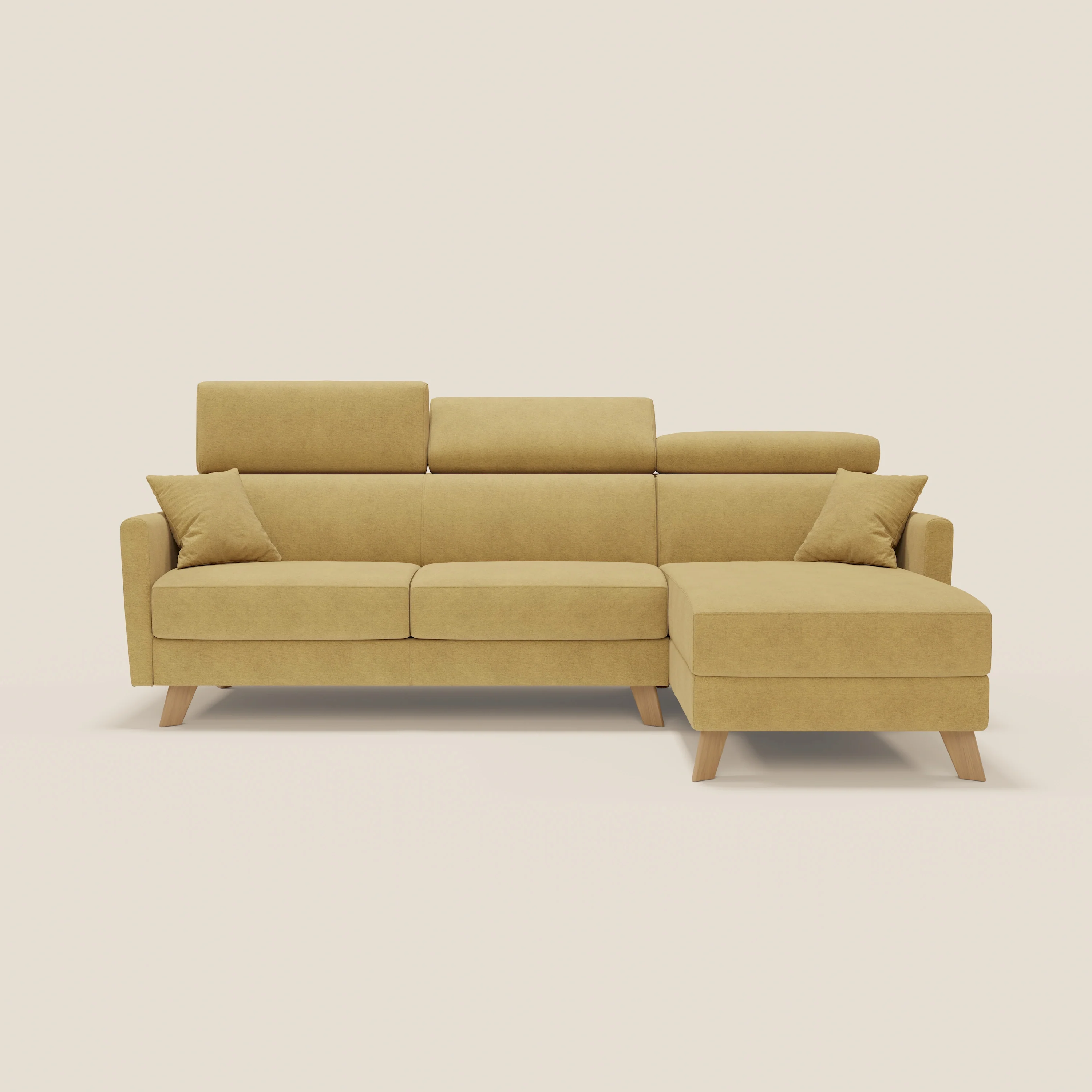 Francy canapé d'angle convertible déhoussable - méridienne avec coffre et têtières inclinables en tissu détachable T17 jaune