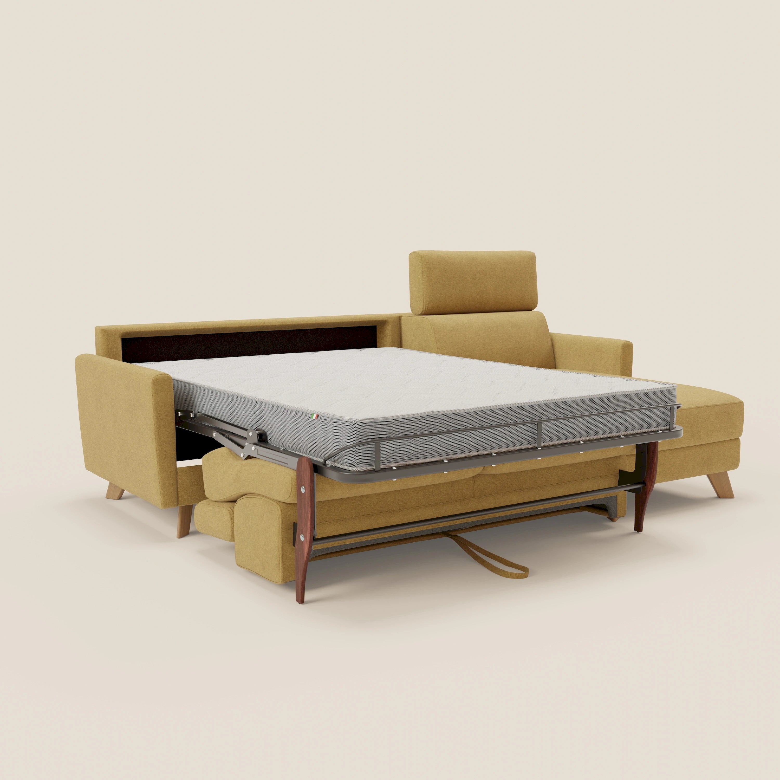 Francy canapé d'angle convertible déhoussable - méridienne avec coffre et têtières inclinables en tissu détachable T17 jaune - Image 11