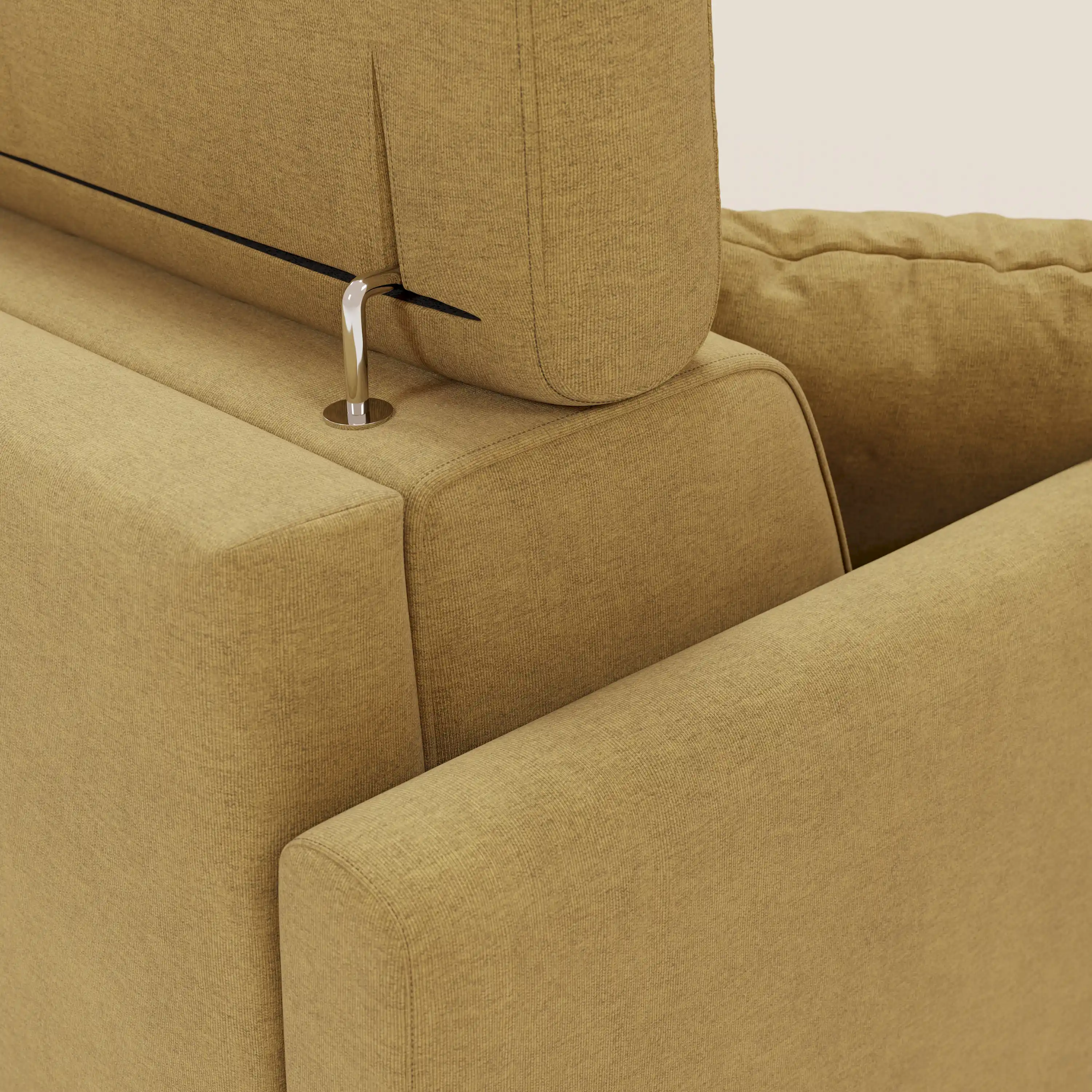 Francy canapé d'angle convertible déhoussable - méridienne avec coffre et têtières inclinables en tissu détachable T17 jaune - Image 8