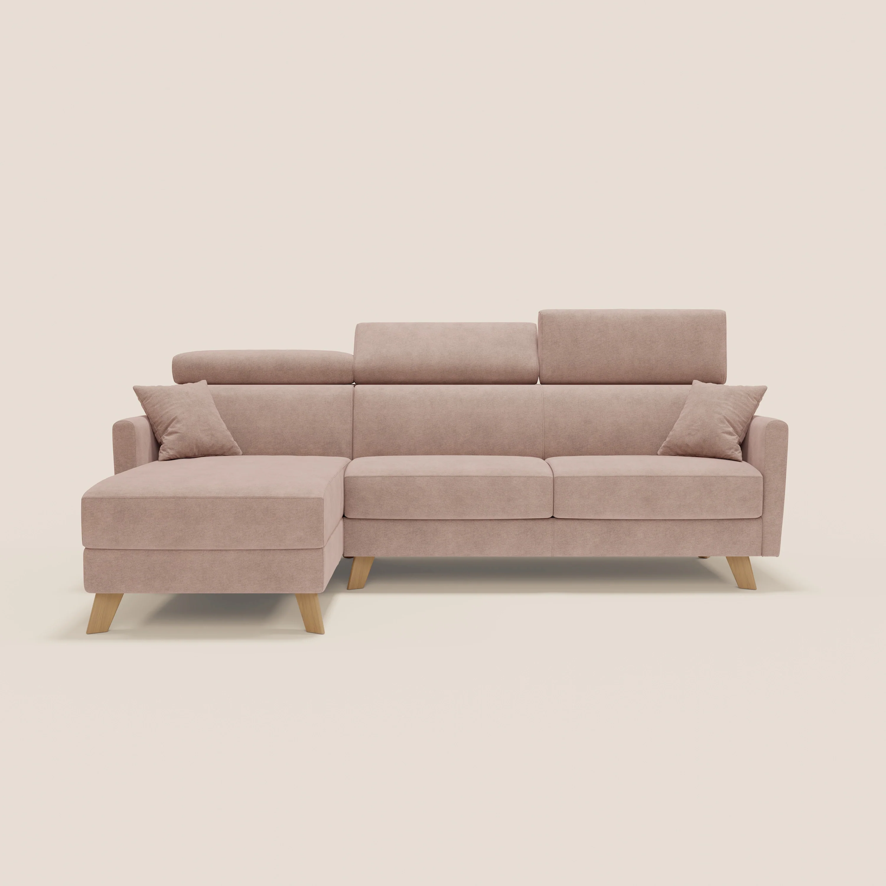 Francy canapé d'angle convertible déhoussable - méridienne avec coffre et têtières inclinables en tissu détachable T17 rose - Image 12
