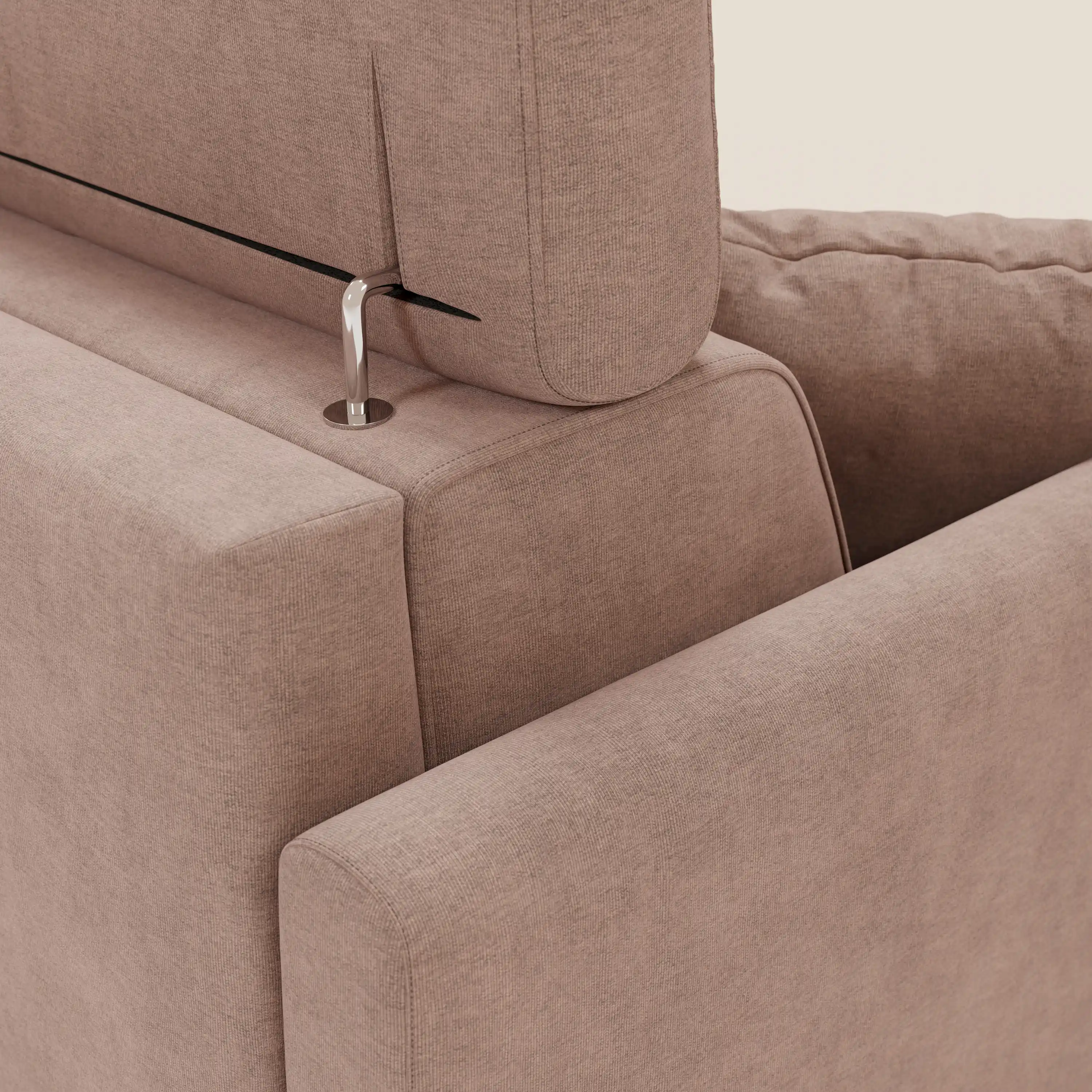 Francy canapé d'angle convertible déhoussable - méridienne avec coffre et têtières inclinables en tissu détachable T17 rose - Image 8