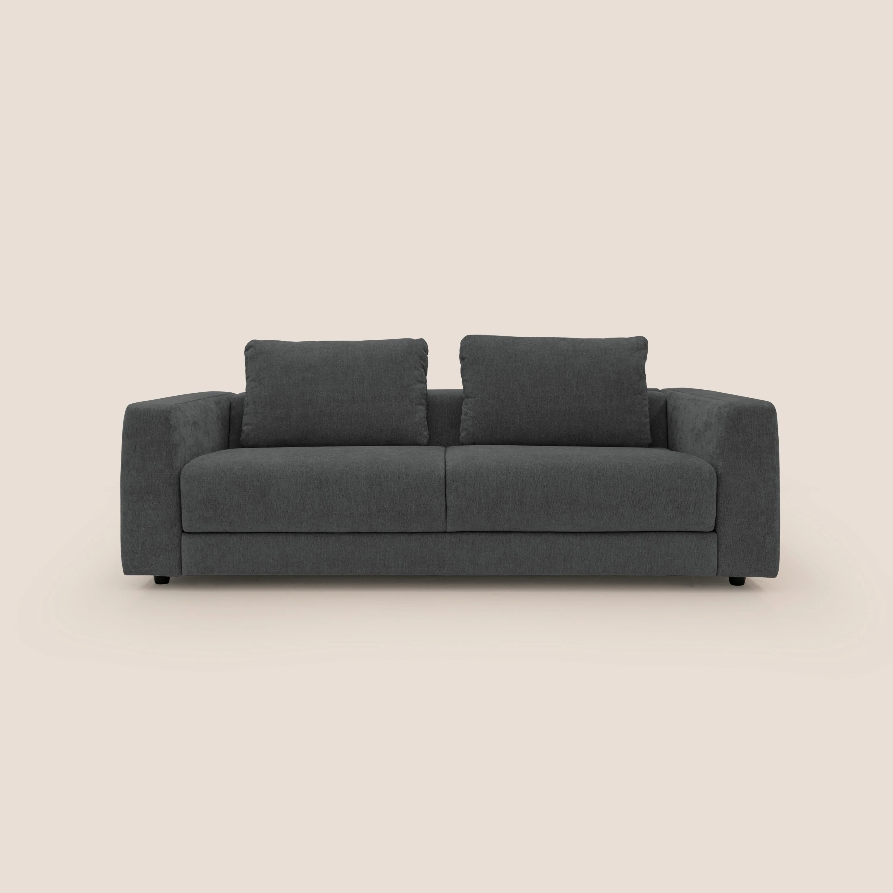 Freia Canapé convertible minimaliste matelas h15cm aux dossiers moelleux en tissu imperméable T14 anthracite