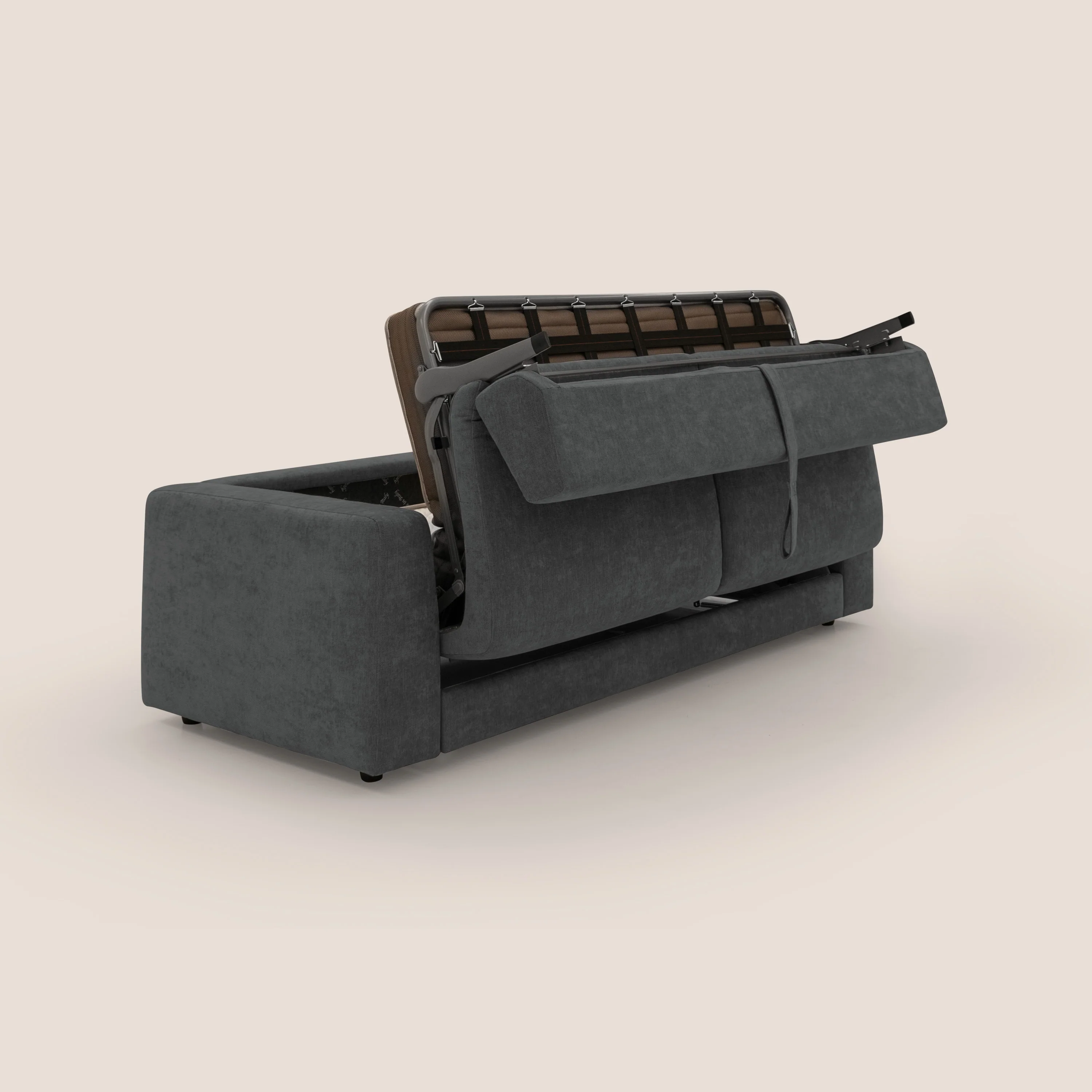 Freia Canapé convertible minimaliste matelas h15cm aux dossiers moelleux en tissu imperméable T14 anthracite - Image 11