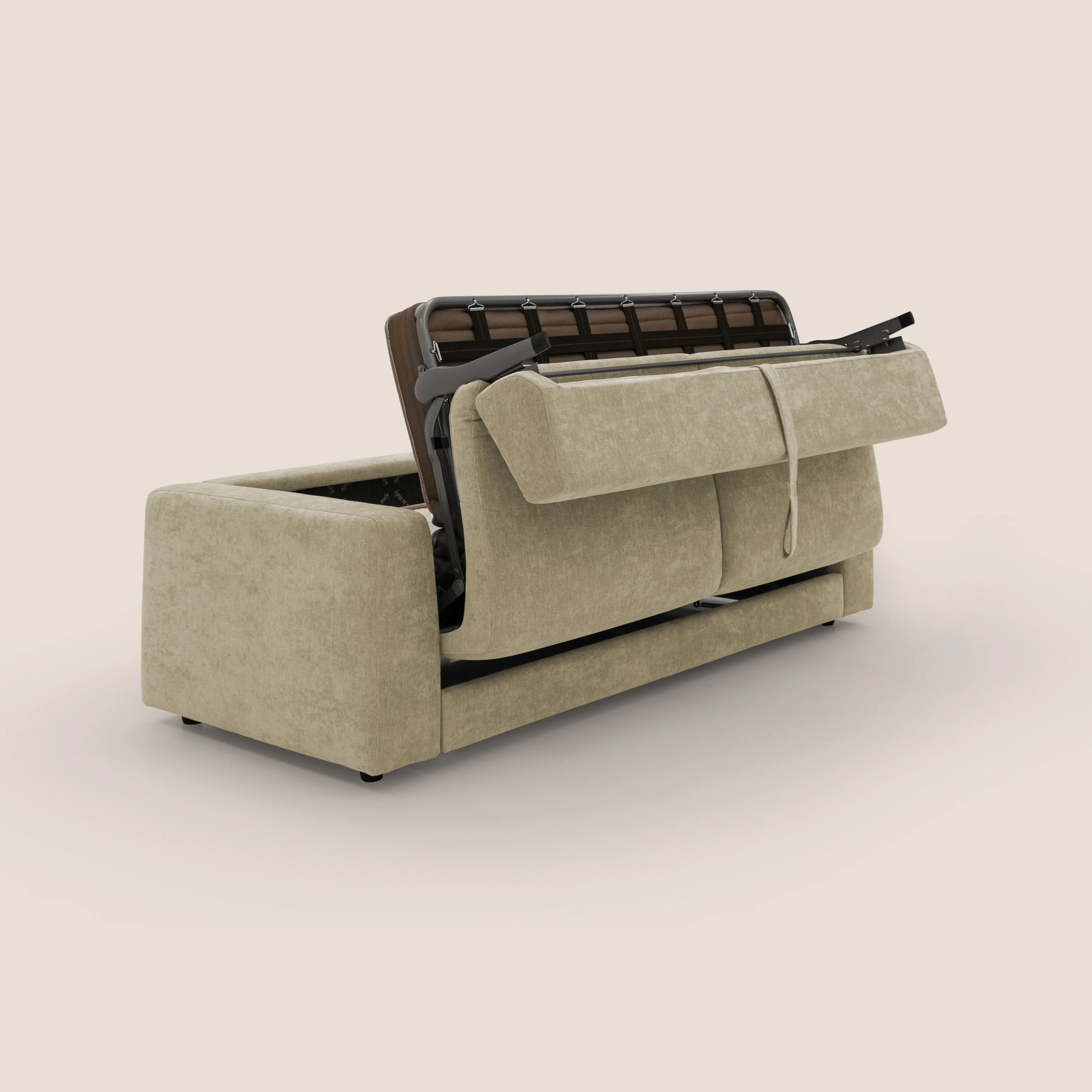 Freia Canapé convertible minimaliste matelas h15cm aux dossiers moelleux en tissu imperméable T14 beige - Image 11