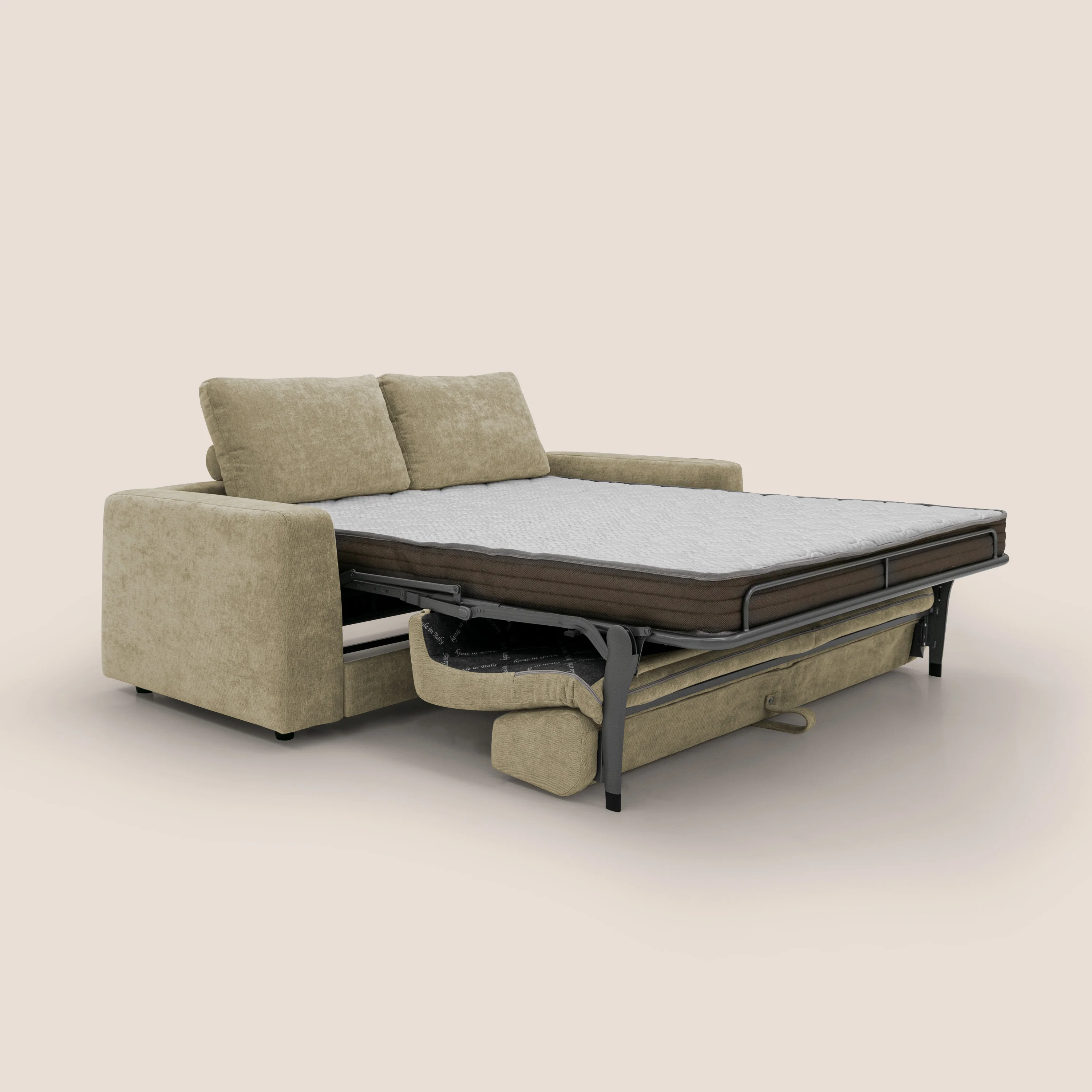 Freia Canapé convertible minimaliste matelas h15cm aux dossiers moelleux en tissu imperméable T14 beige - Image 2