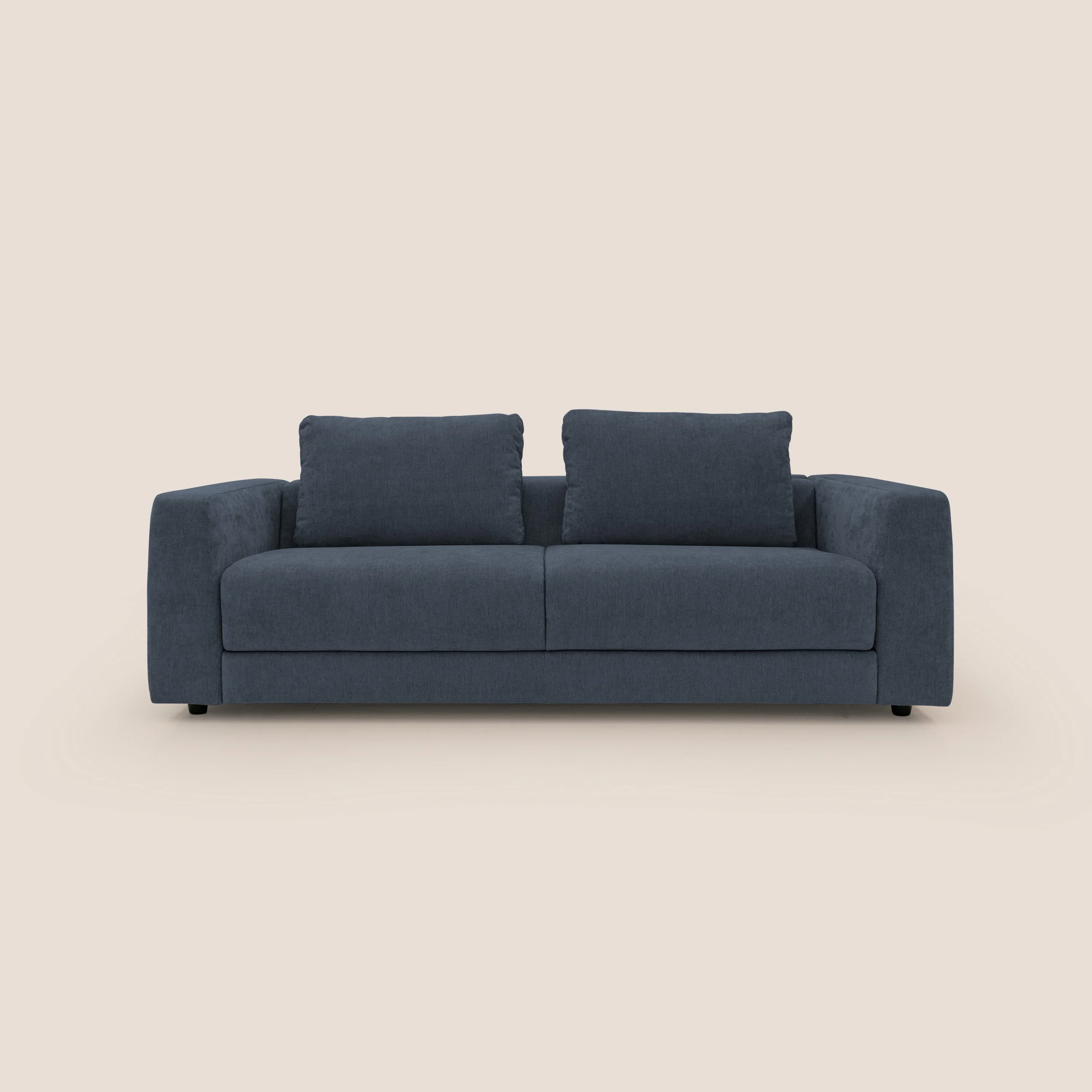 Freia Canapé convertible minimaliste matelas h15cm aux dossiers moelleux en tissu imperméable T14 bleu