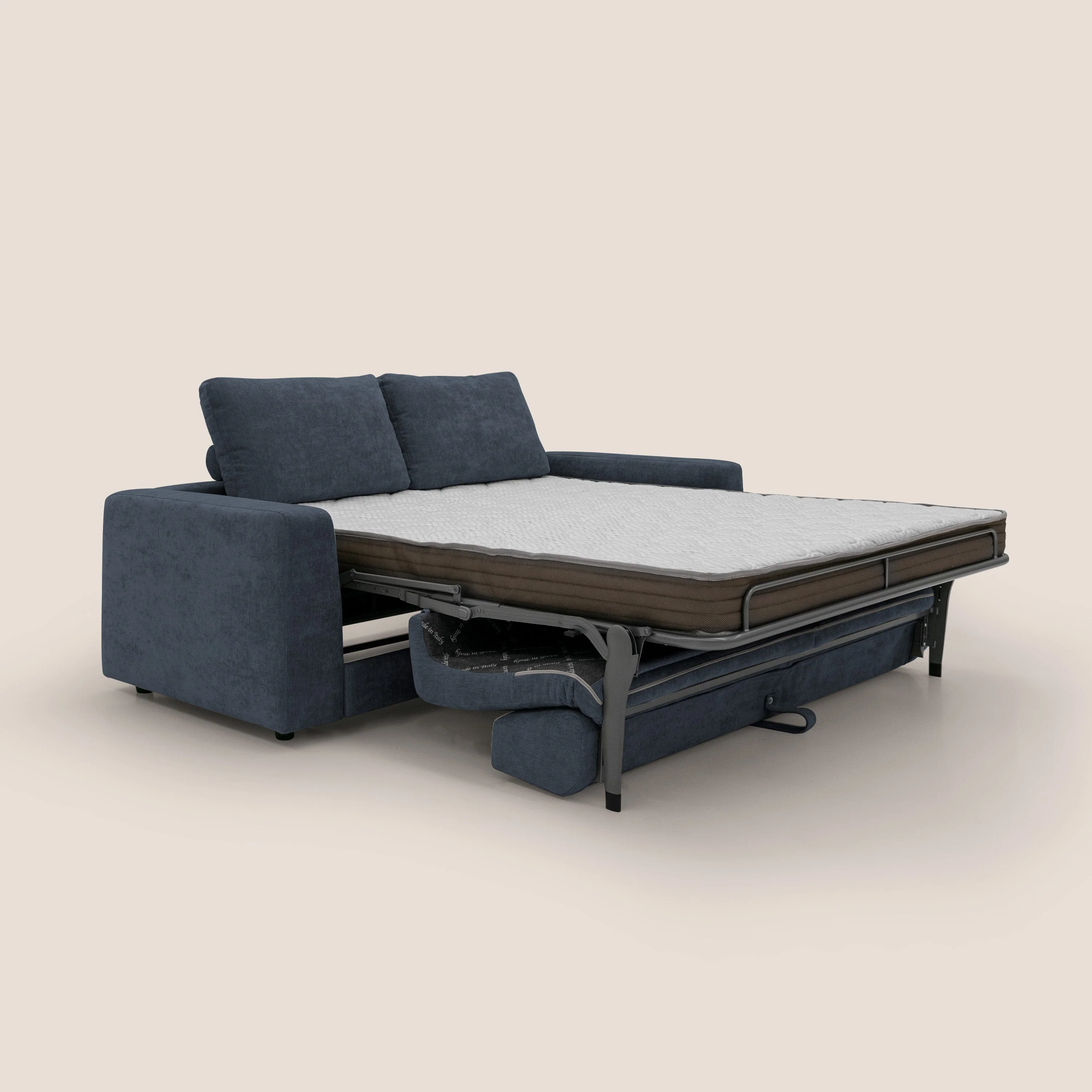Freia Canapé convertible minimaliste matelas h15cm aux dossiers moelleux en tissu imperméable T14 bleu - Image 2