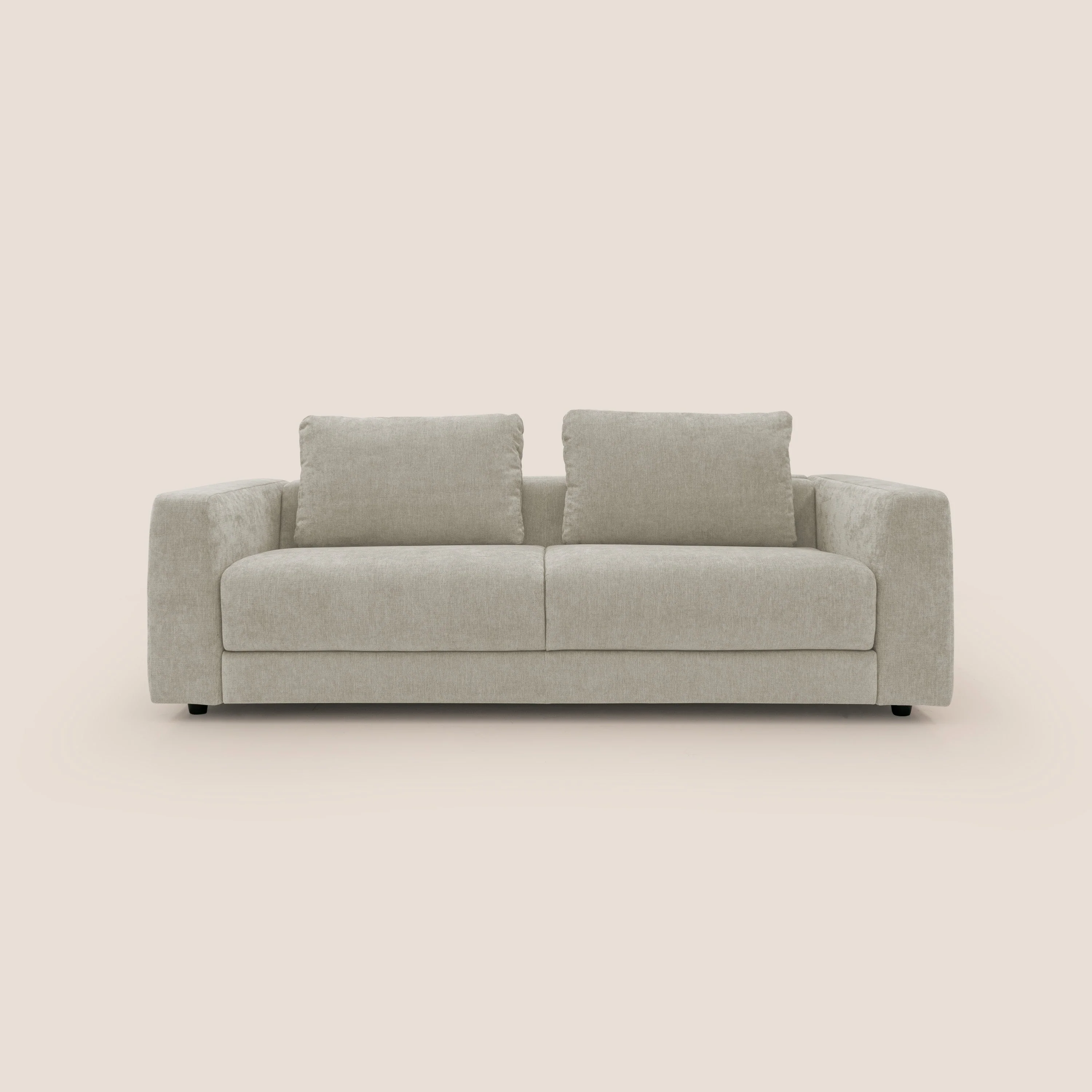 Freia Canapé convertible minimaliste matelas h15cm aux dossiers moelleux en tissu imperméable T14 crème