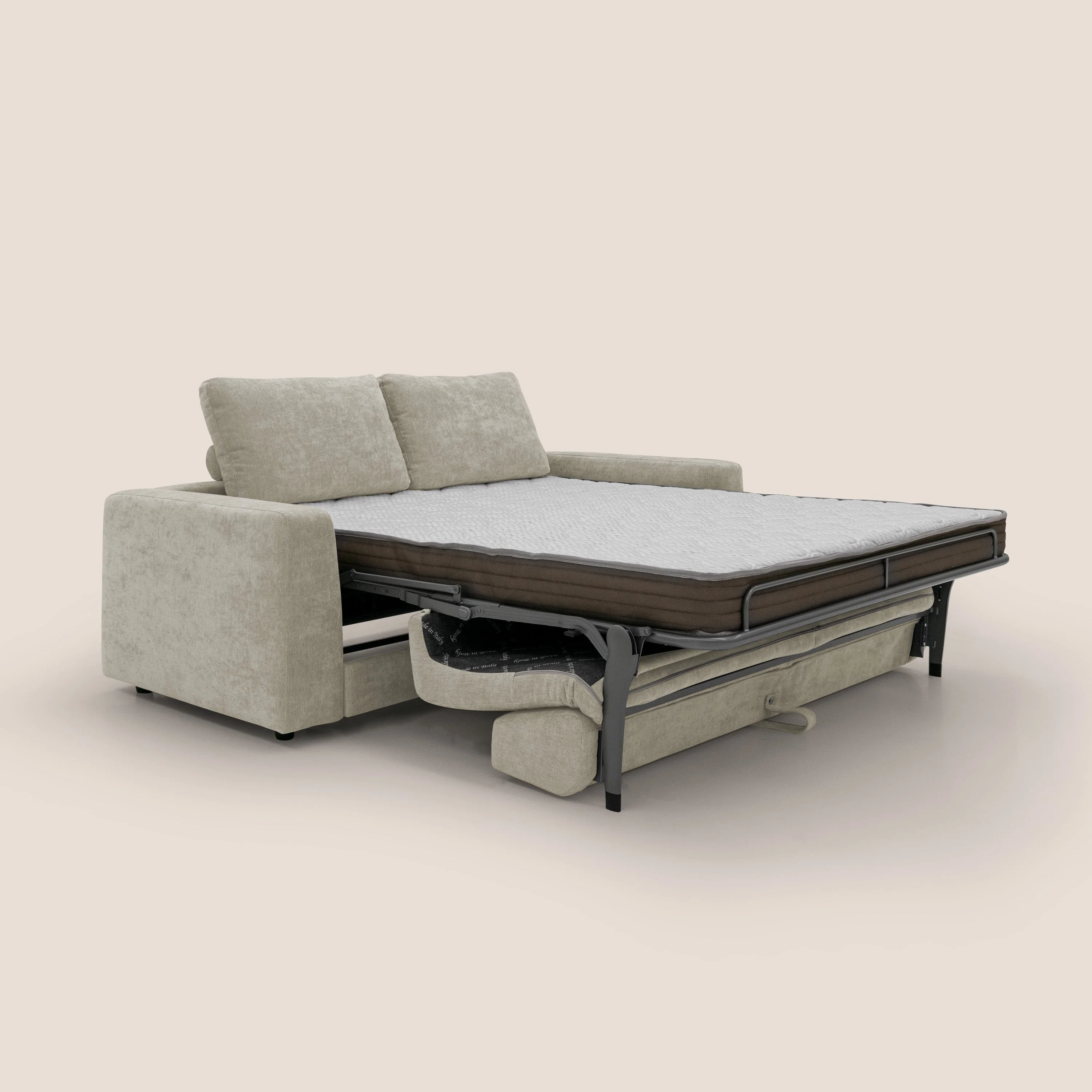 Freia Canapé convertible minimaliste matelas h15cm aux dossiers moelleux en tissu imperméable T14 crème - Image 2