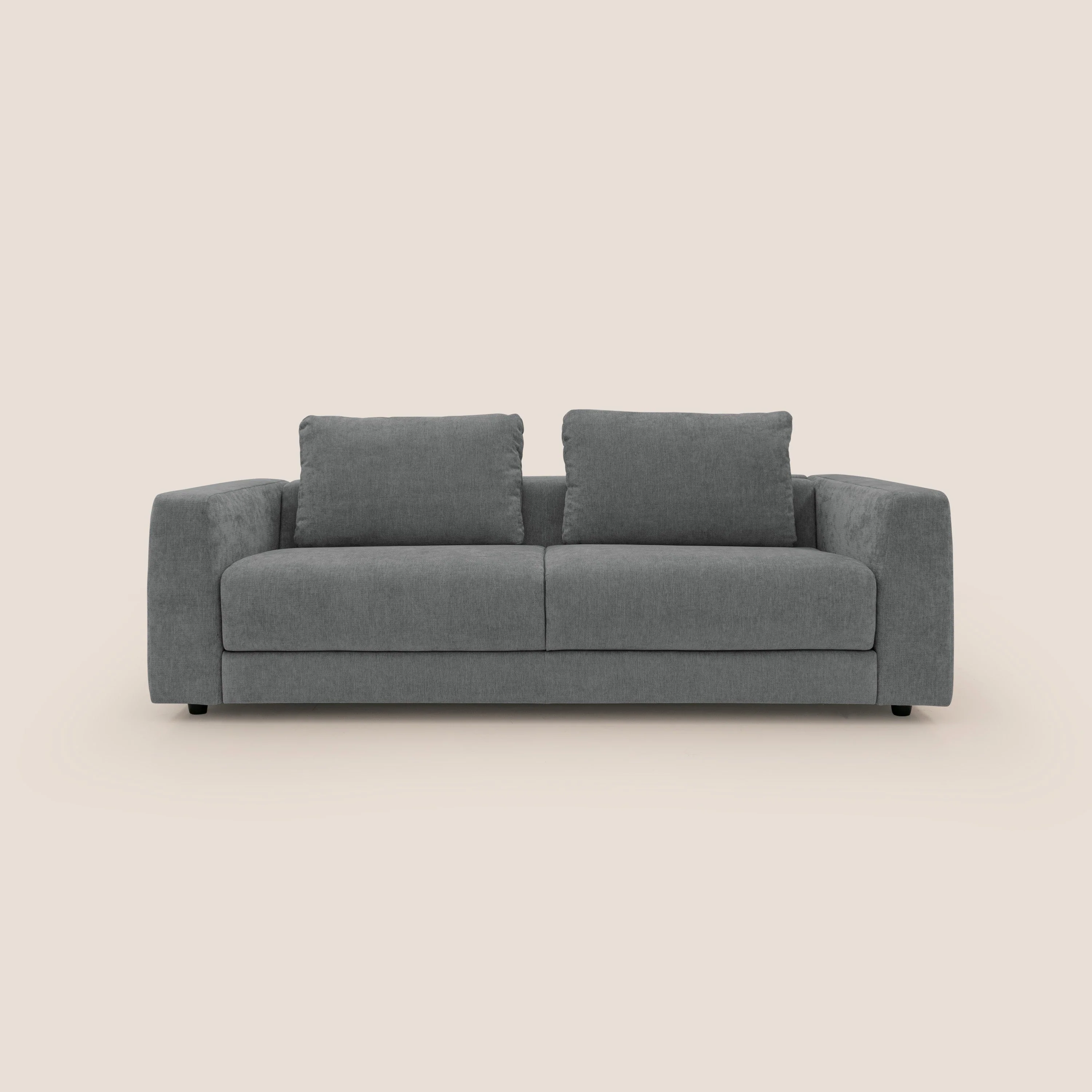 Freia Canapé convertible minimaliste matelas h15cm aux dossiers moelleux en tissu imperméable T14 gris