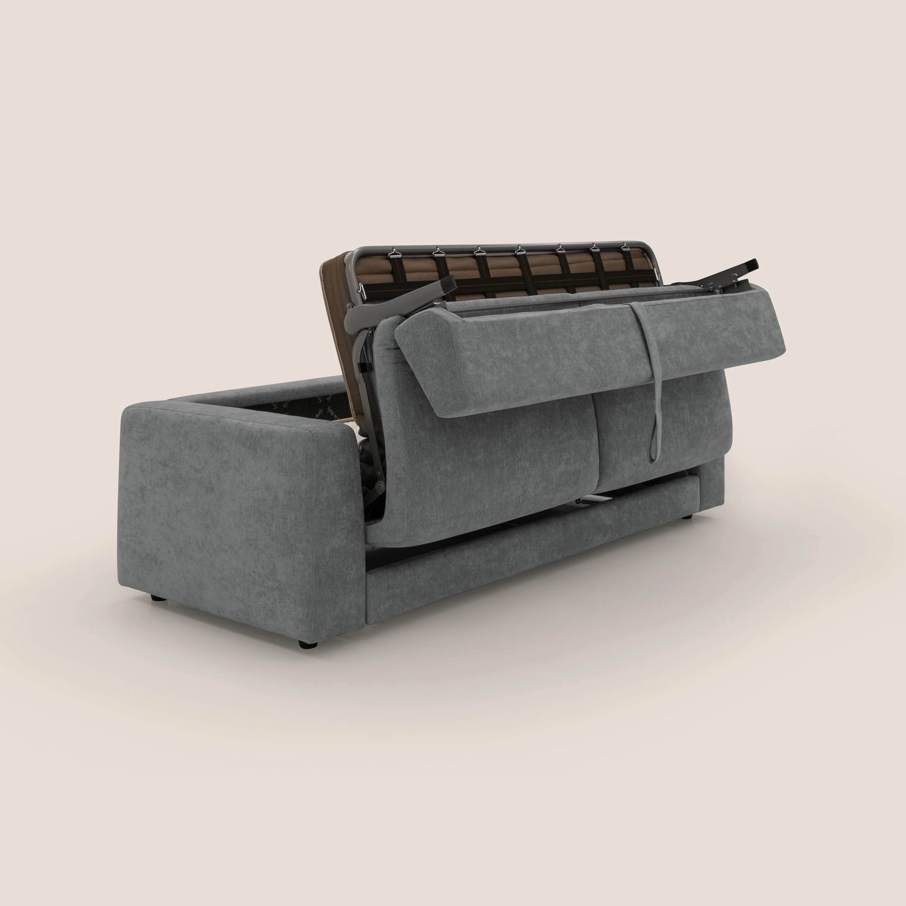 Freia Canapé convertible minimaliste matelas h15cm aux dossiers moelleux en tissu imperméable T14 gris - Image 11