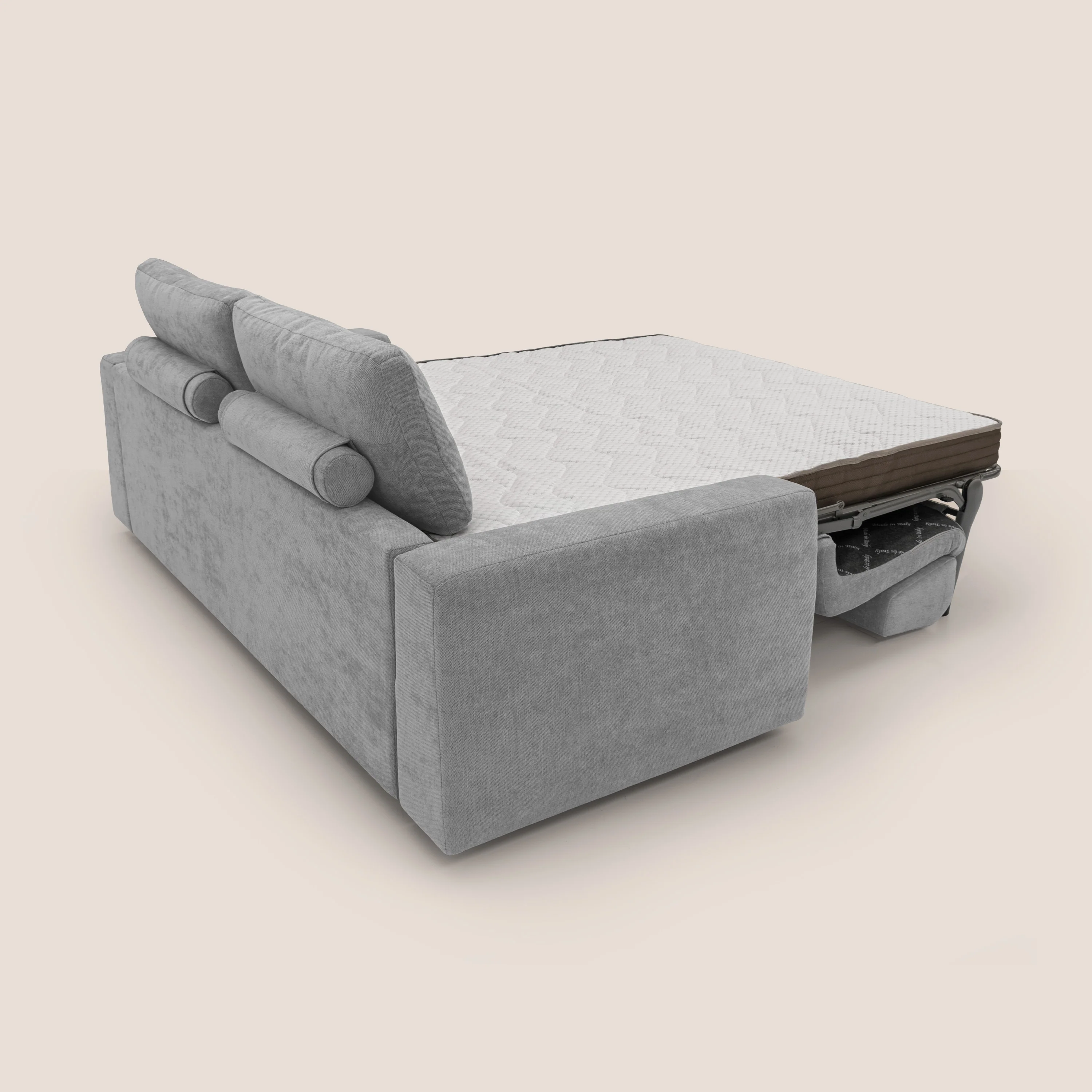 Freia Canapé convertible minimaliste matelas h15cm aux dossiers moelleux en tissu imperméable T14 gris clair - Image 10