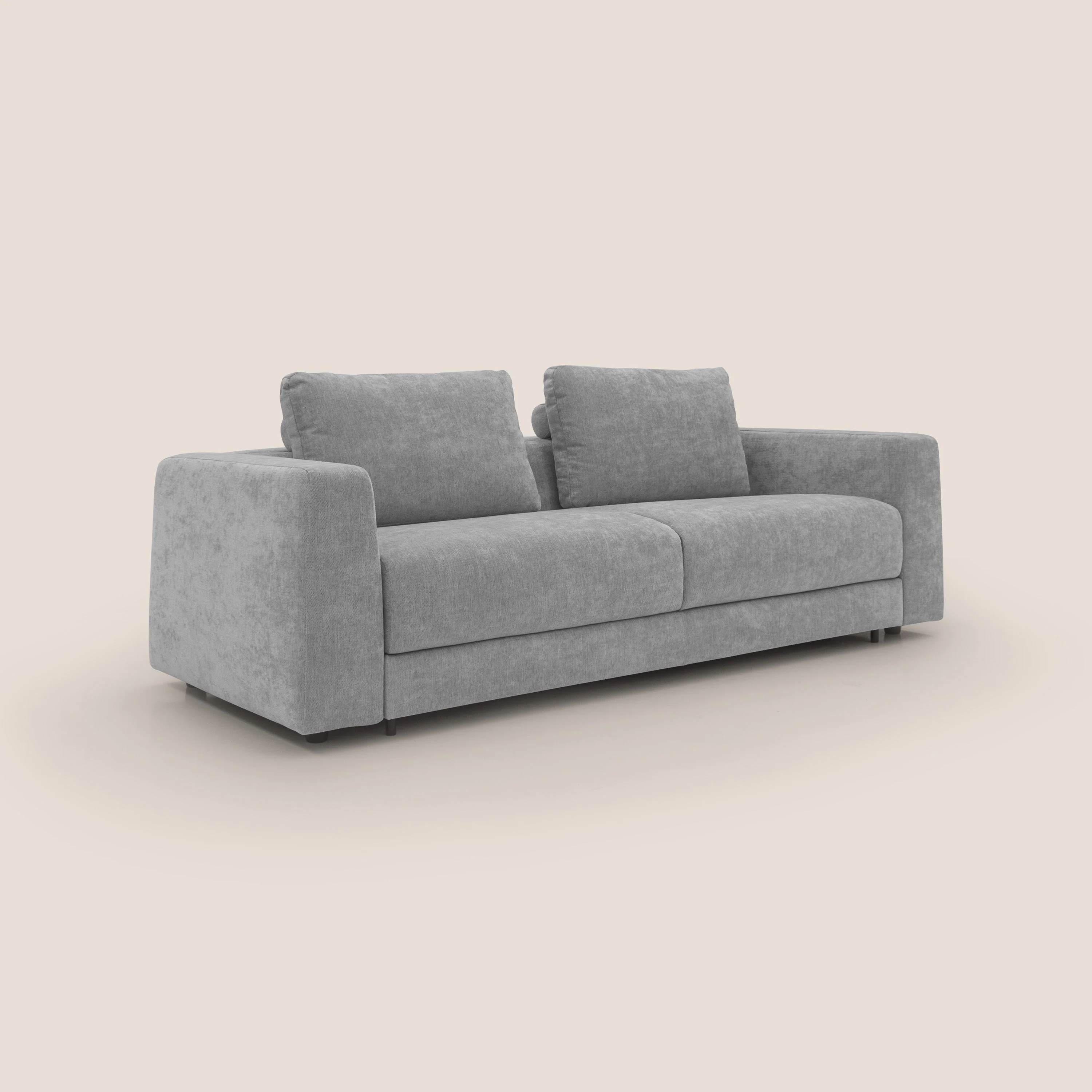 Freia Canapé convertible minimaliste matelas h15cm aux dossiers moelleux en tissu imperméable T14 gris clair - Image 3