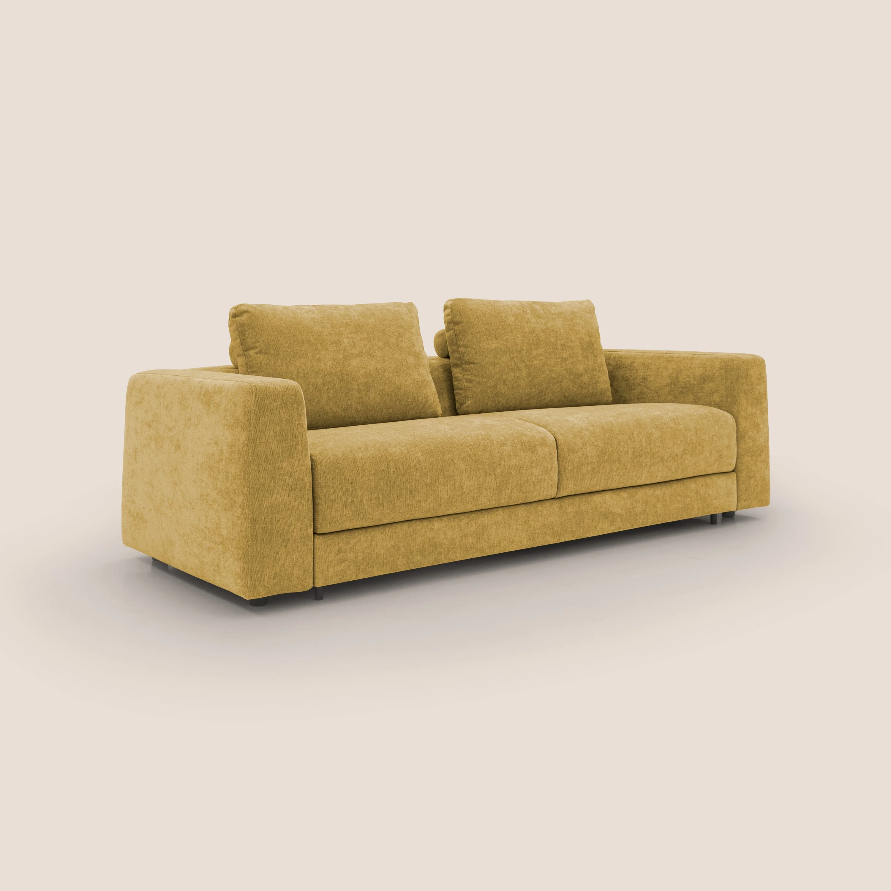 Freia Canapé convertible minimaliste matelas h15cm aux dossiers moelleux en tissu imperméable T14 jaune - Image 3