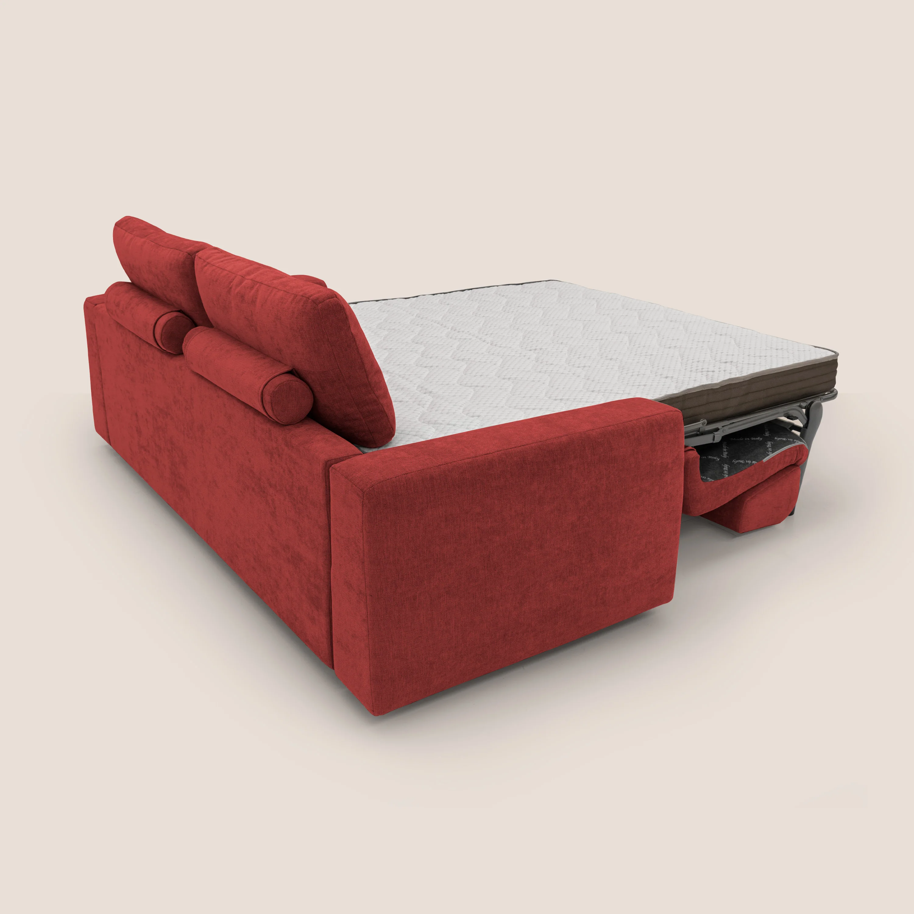 Freia Canapé convertible minimaliste matelas h15cm aux dossiers moelleux en tissu imperméable T14 rouge - Image 10