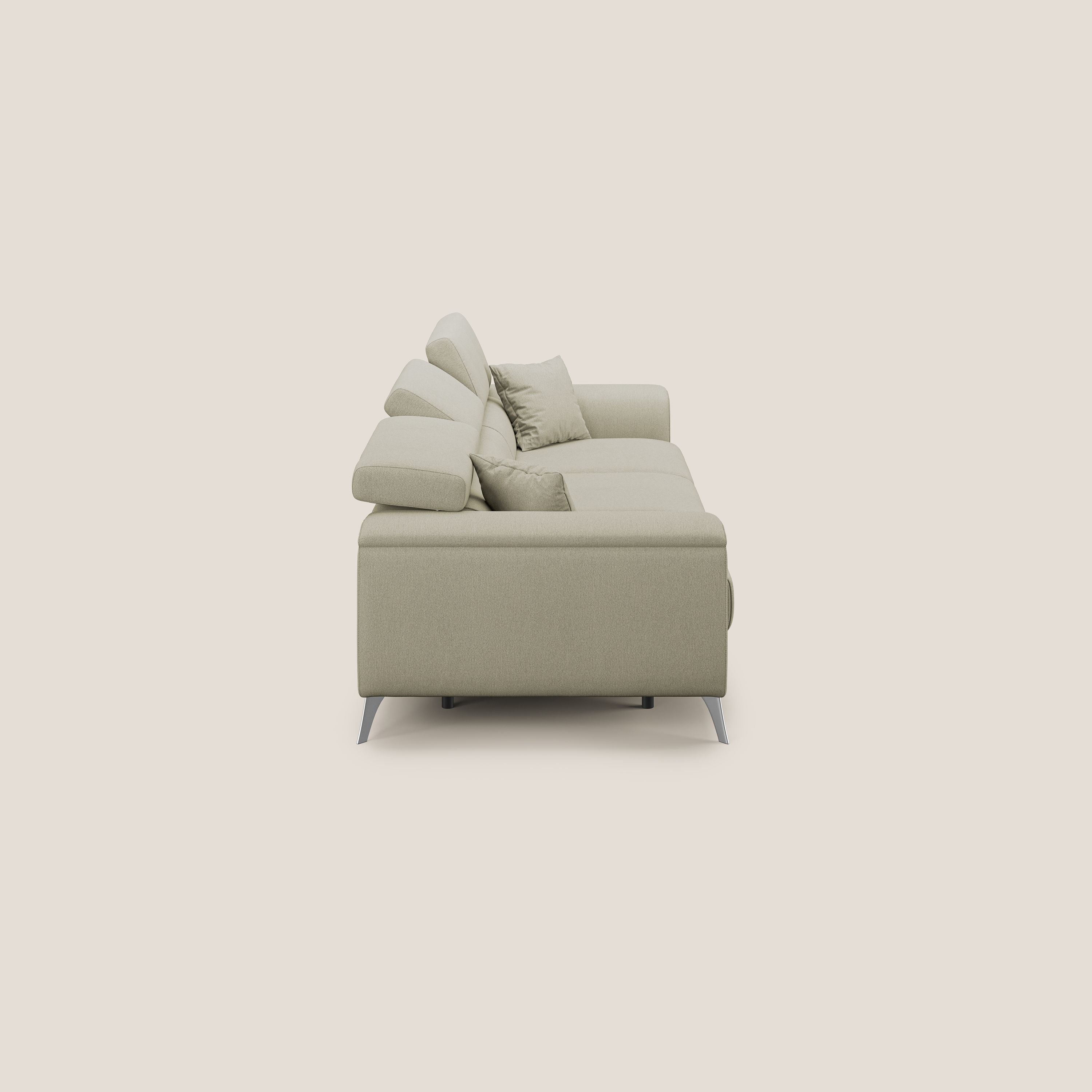 Fusion Canapé avec 3 assises coulissantes en tissu doux antitache T05 crème - Image 4