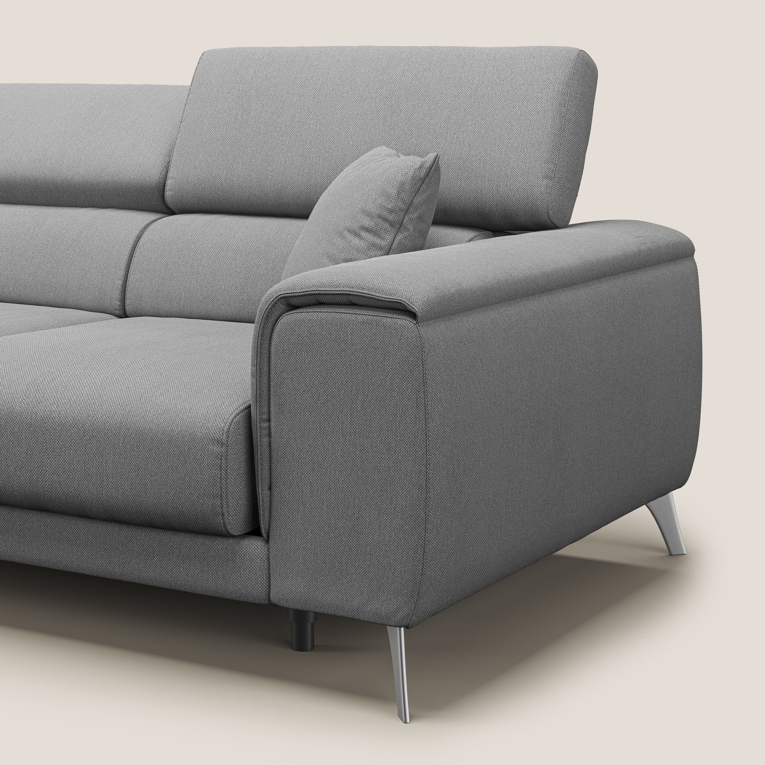 Fusion Canapé avec 3 assises coulissantes en tissu doux antitache T05 gris - Image 8