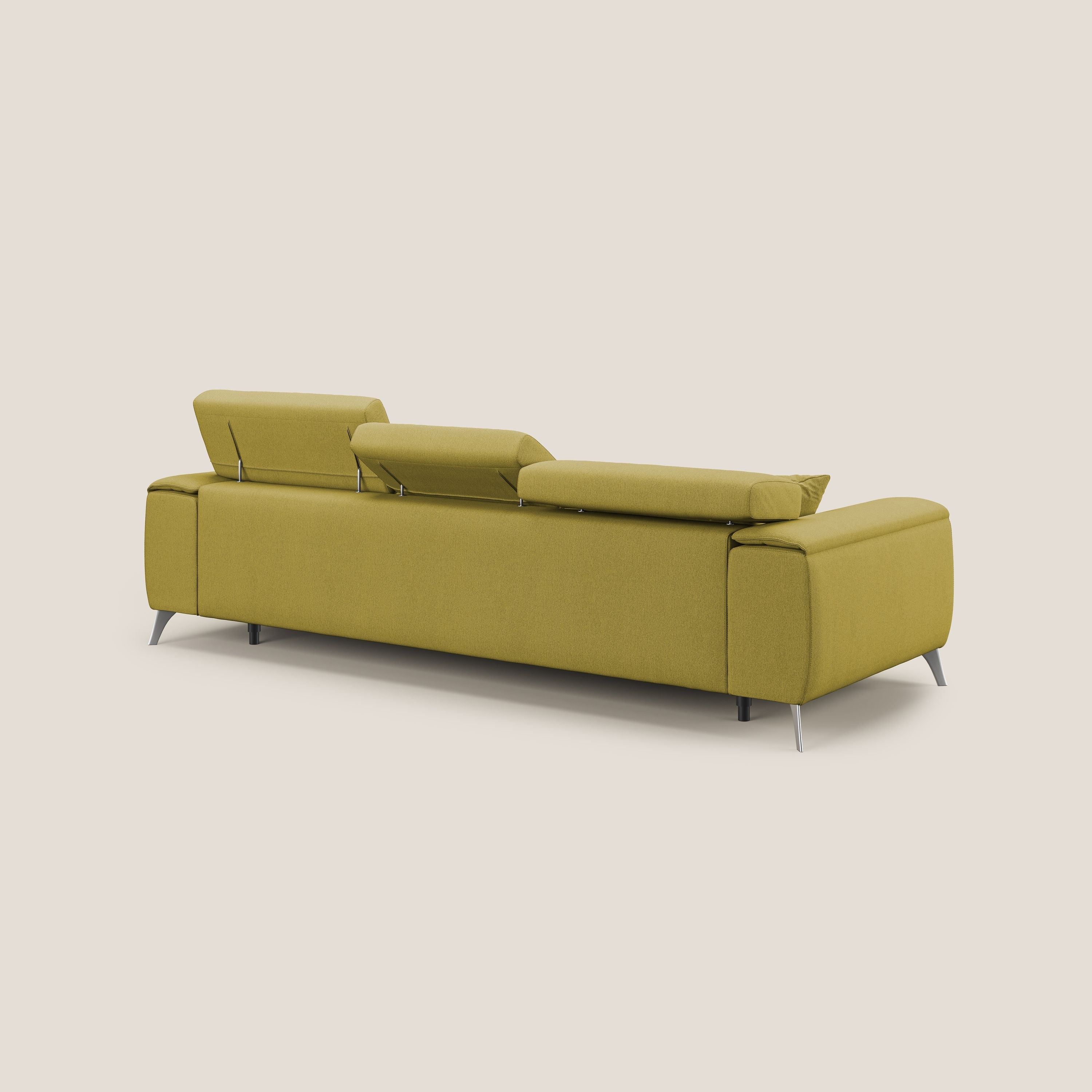 Fusion Canapé avec 3 assises coulissantes en tissu doux antitache T05 jaune - Image 5